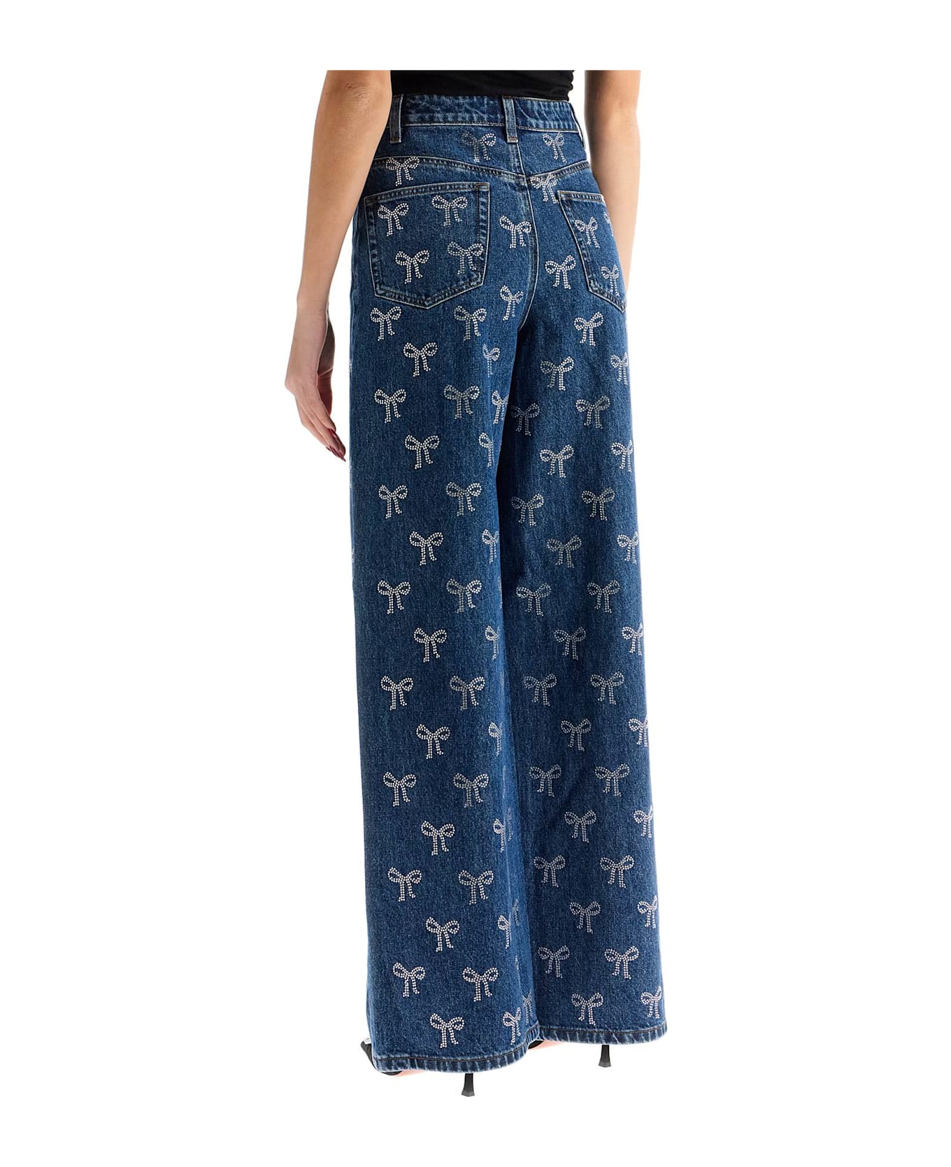 self-portrait Decorated Straight Leg Jeans - BLUE (Blue)