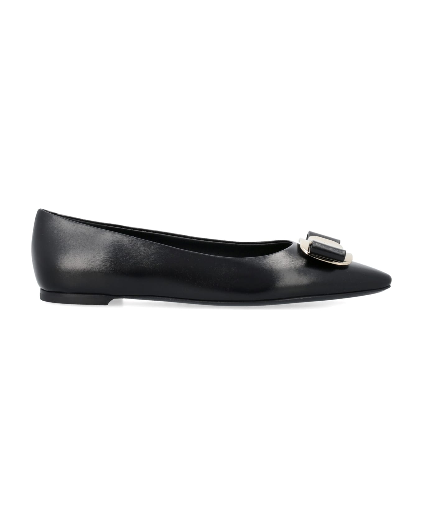 Ferragamo New Vara Plate Ballet Flat - BLACK