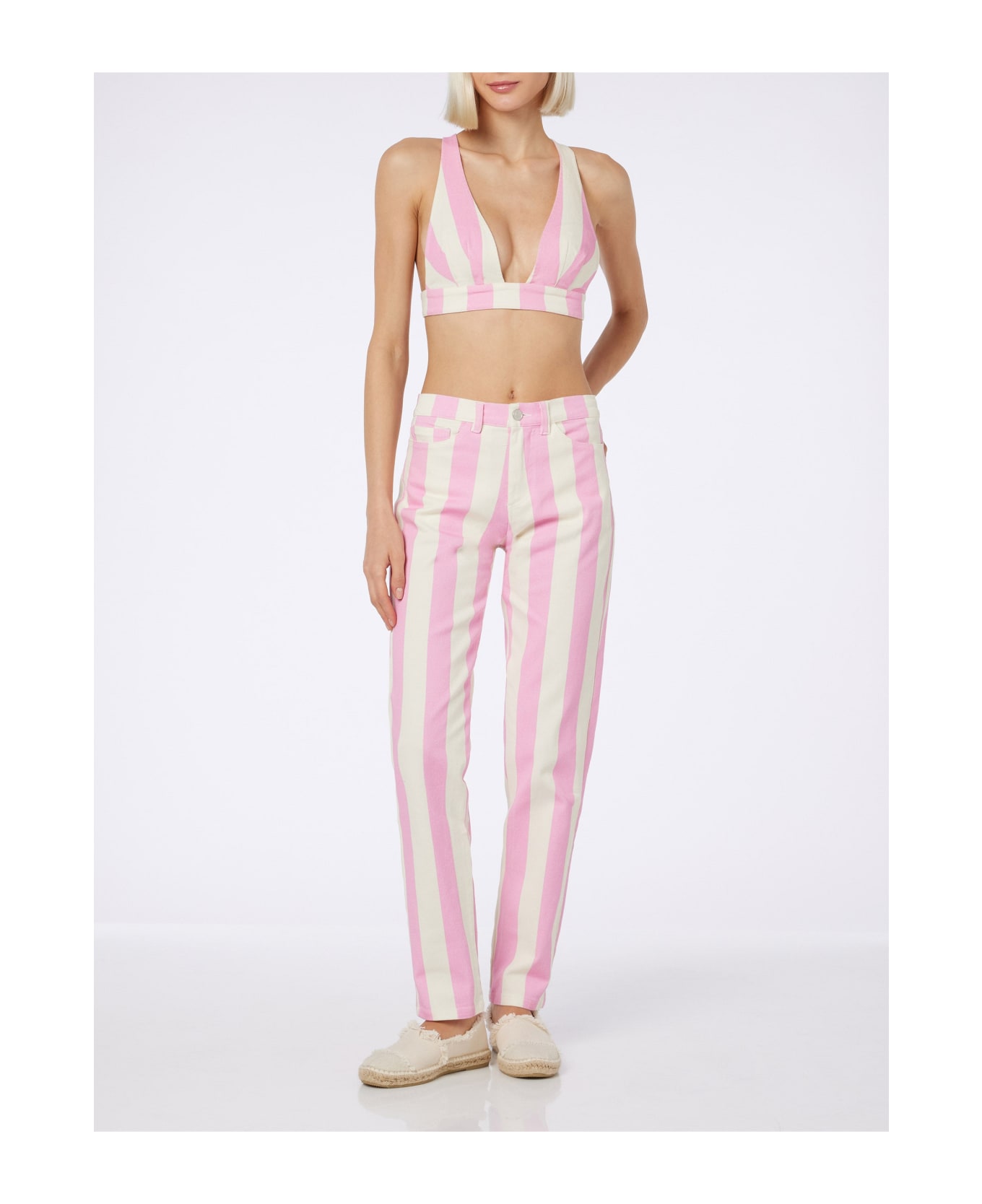 MC2 Saint Barth Woman Pink Striped Print Denim Belleville - PINK