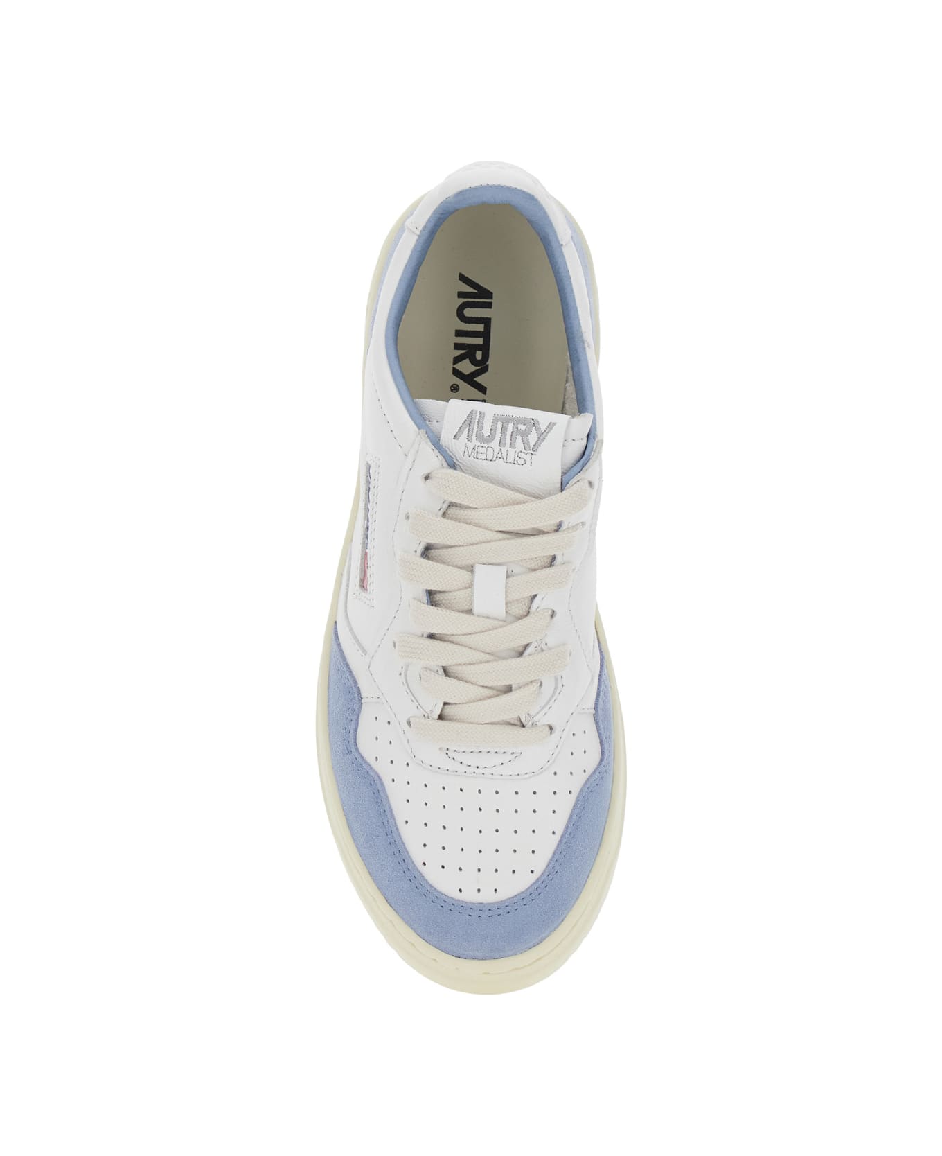 Autry 'medalist' White Low Top Sneakers With Logo Detail In Leather And Suede Woman - White