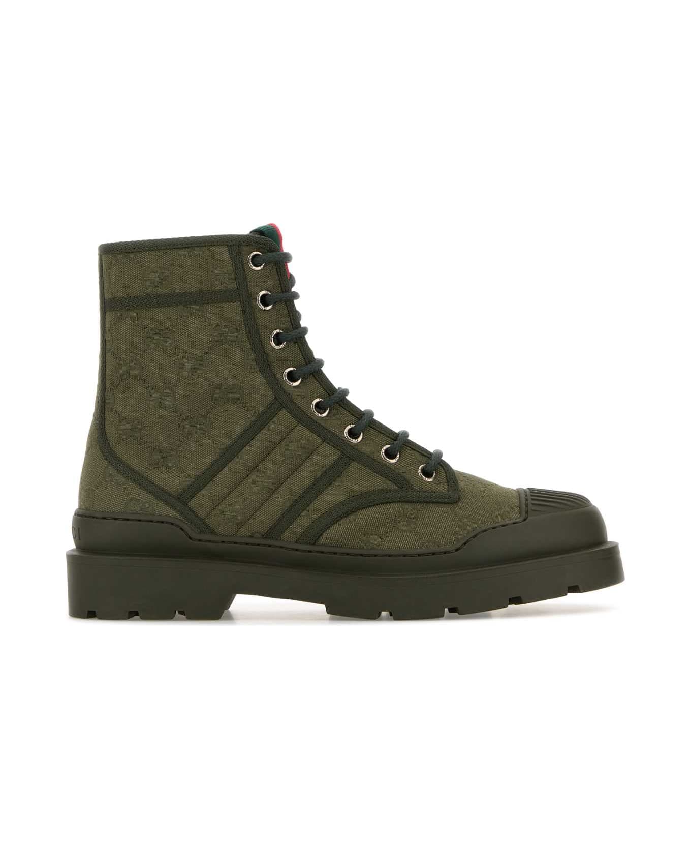 Gucci Army Green Gg Fabric Ankle Boots - GREEN