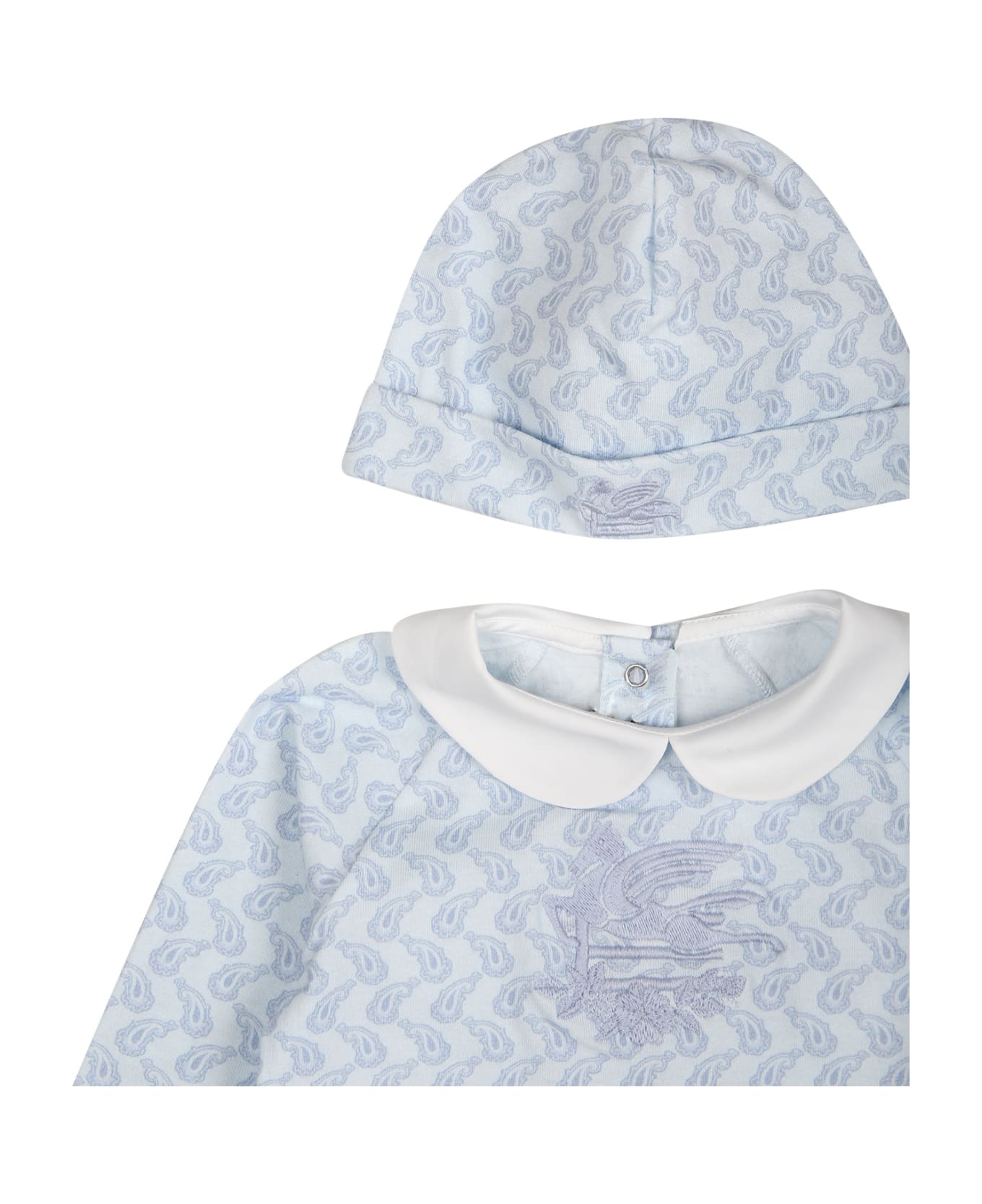 Etro Light Blue Set For Baby Boy With Logo - Light Blue