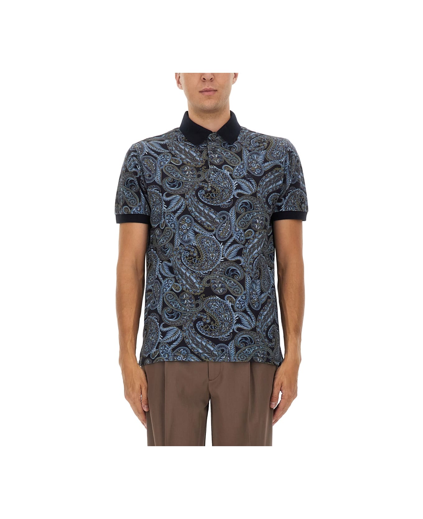 Etro Polo Shirt With Print - BLUE
