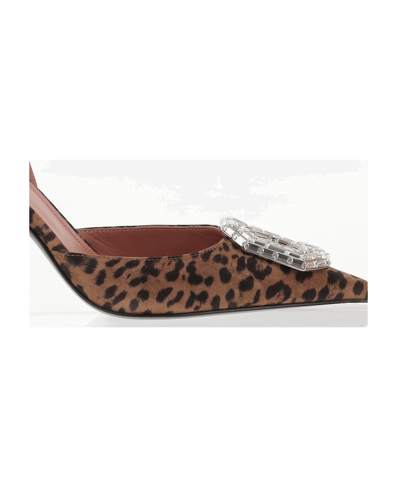 Amina Muaddi Camelia Suede Slingback - Brown
