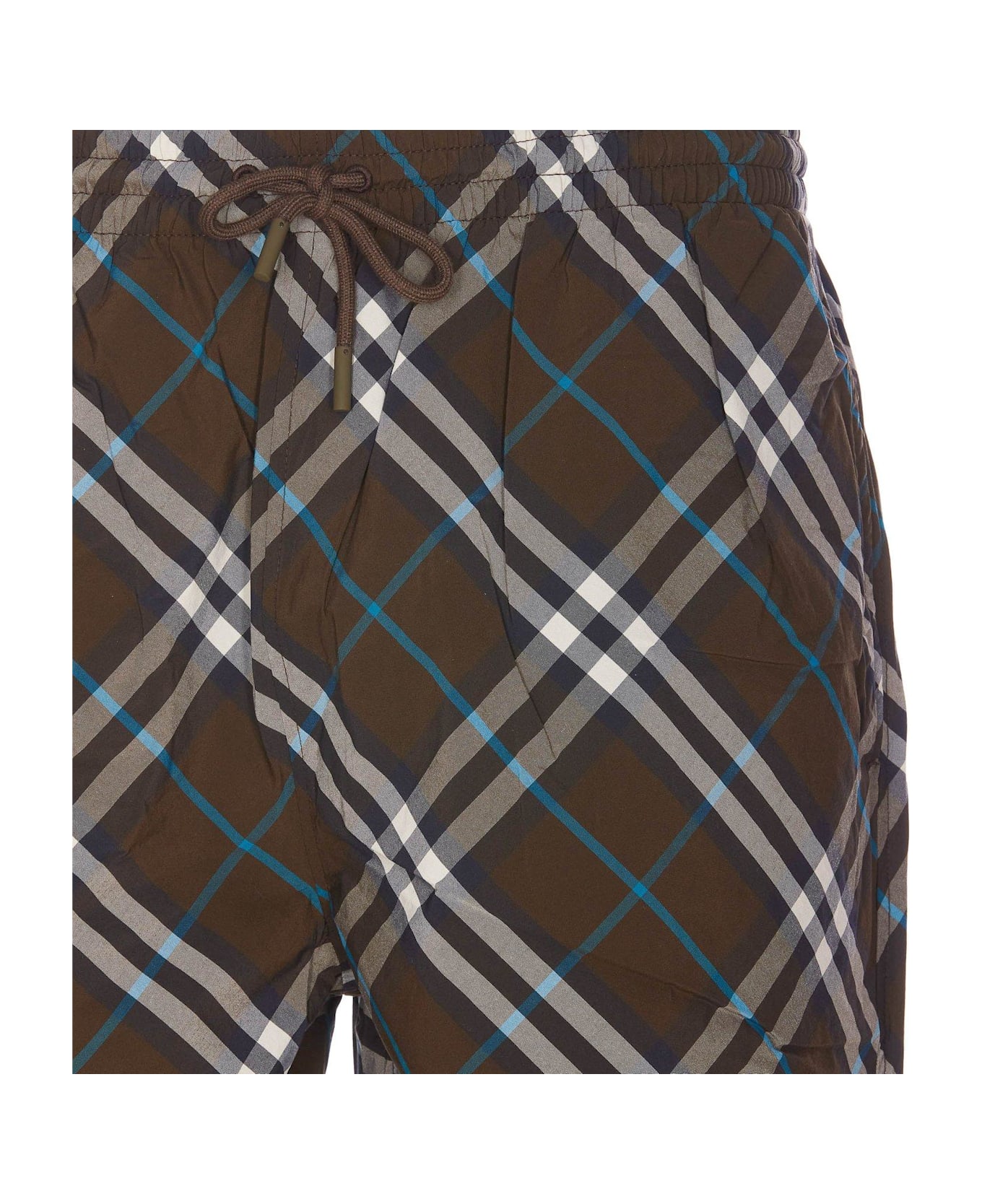 Burberry Checked Drawstring Swim Shorts - Marrone