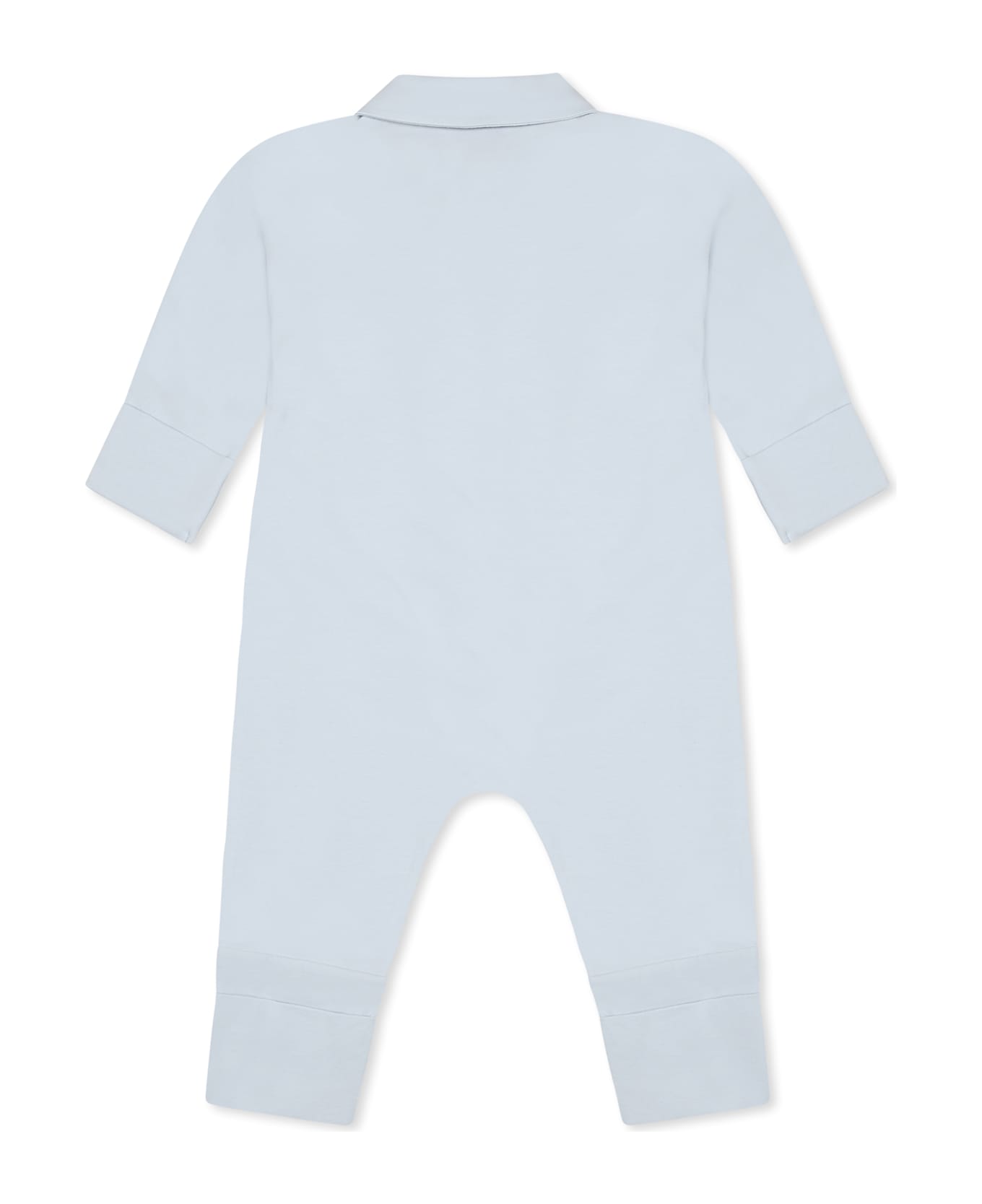Burberry Light Blue Babygrow Set For Baby Boy With Vintage Check - Light Blue