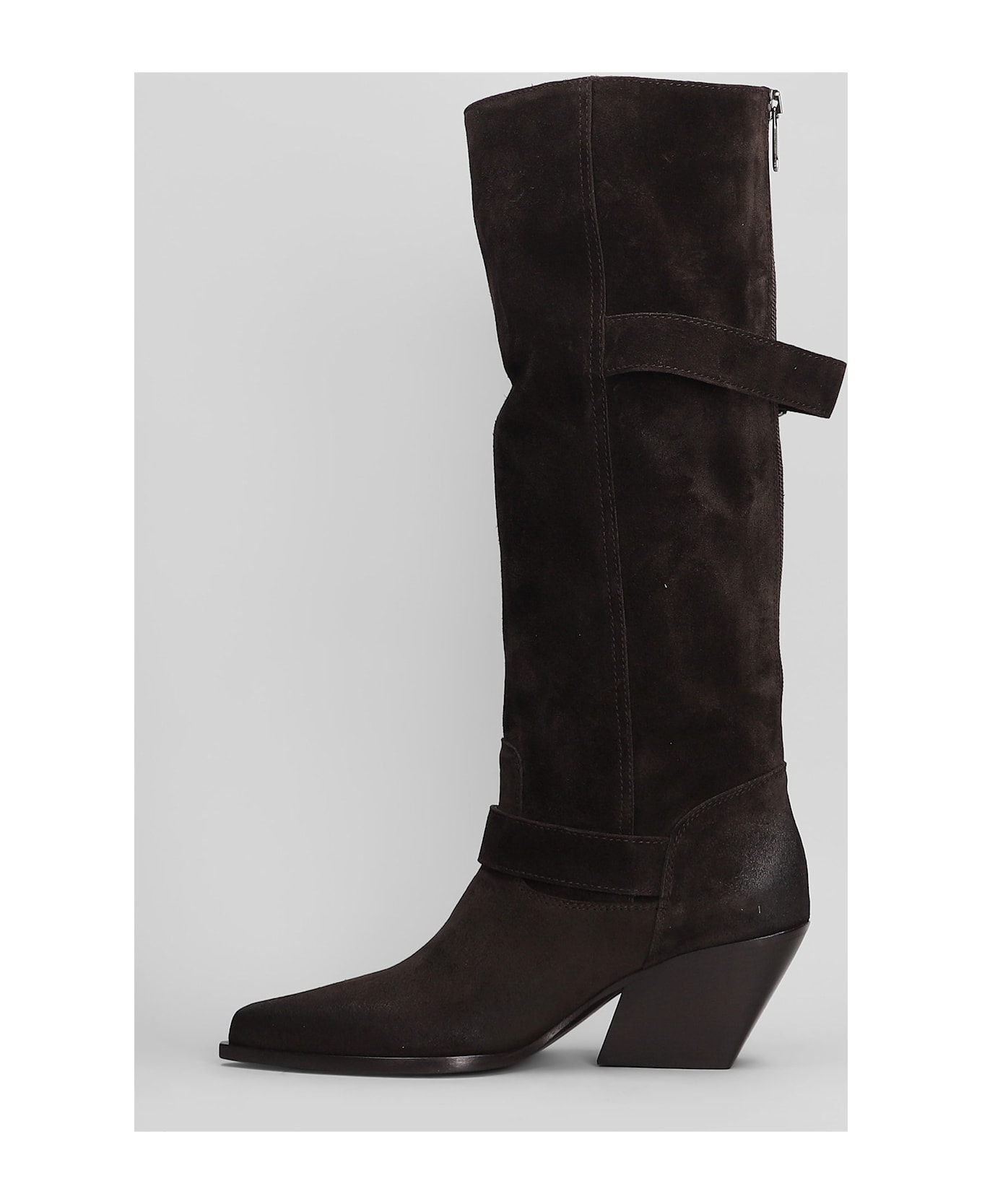 Elena Iachi Texan Boots In Brown Suede - brown