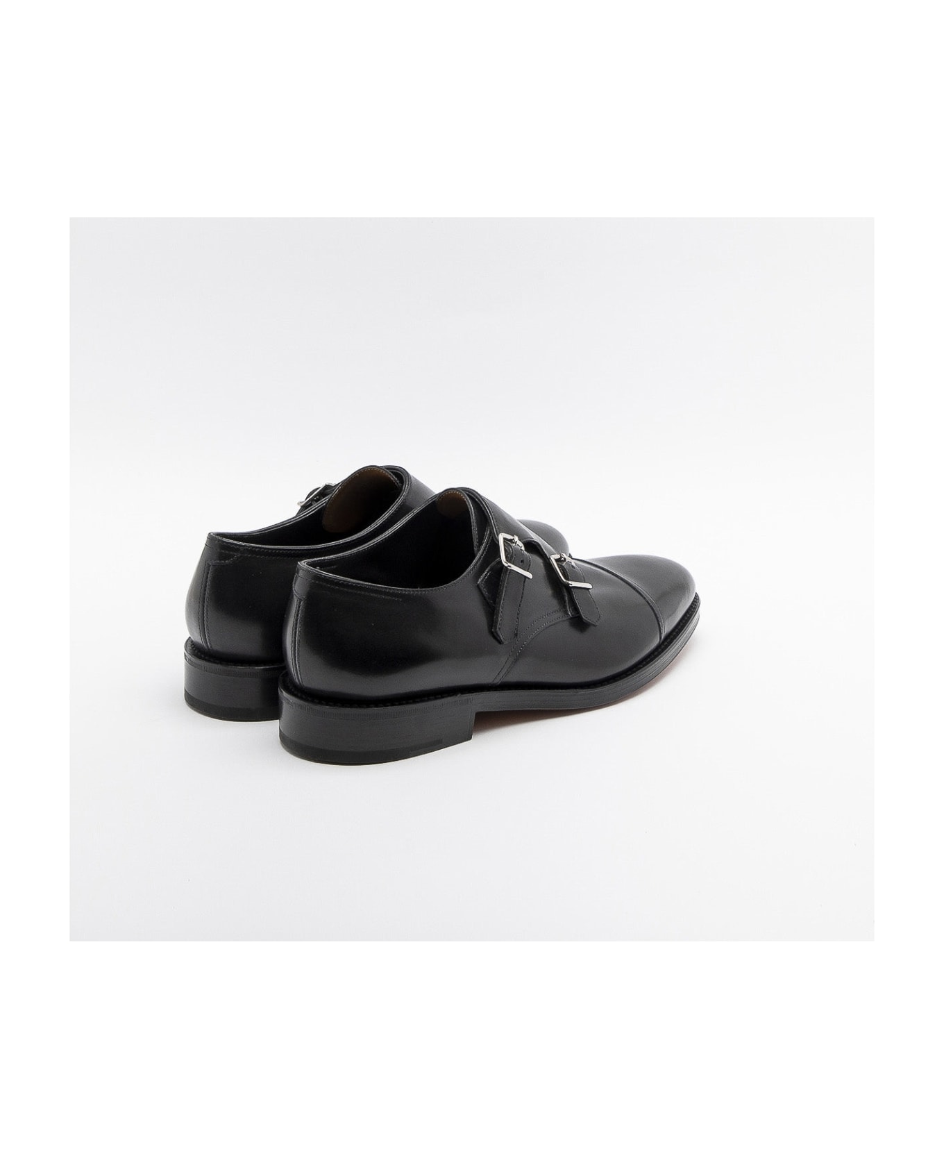 John Lobb Black Calf Monk Strap Shoe - Nero