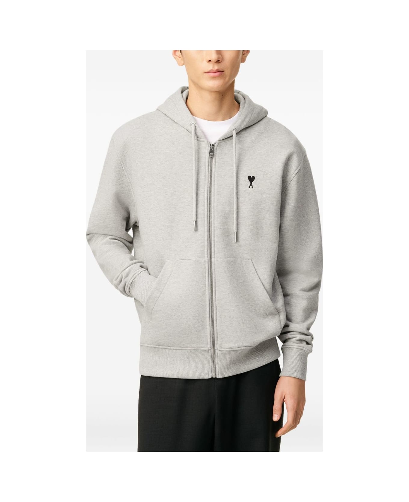 Ami Alexandre Mattiussi Ami De Coeur Cotton Hoodie - Light Grey