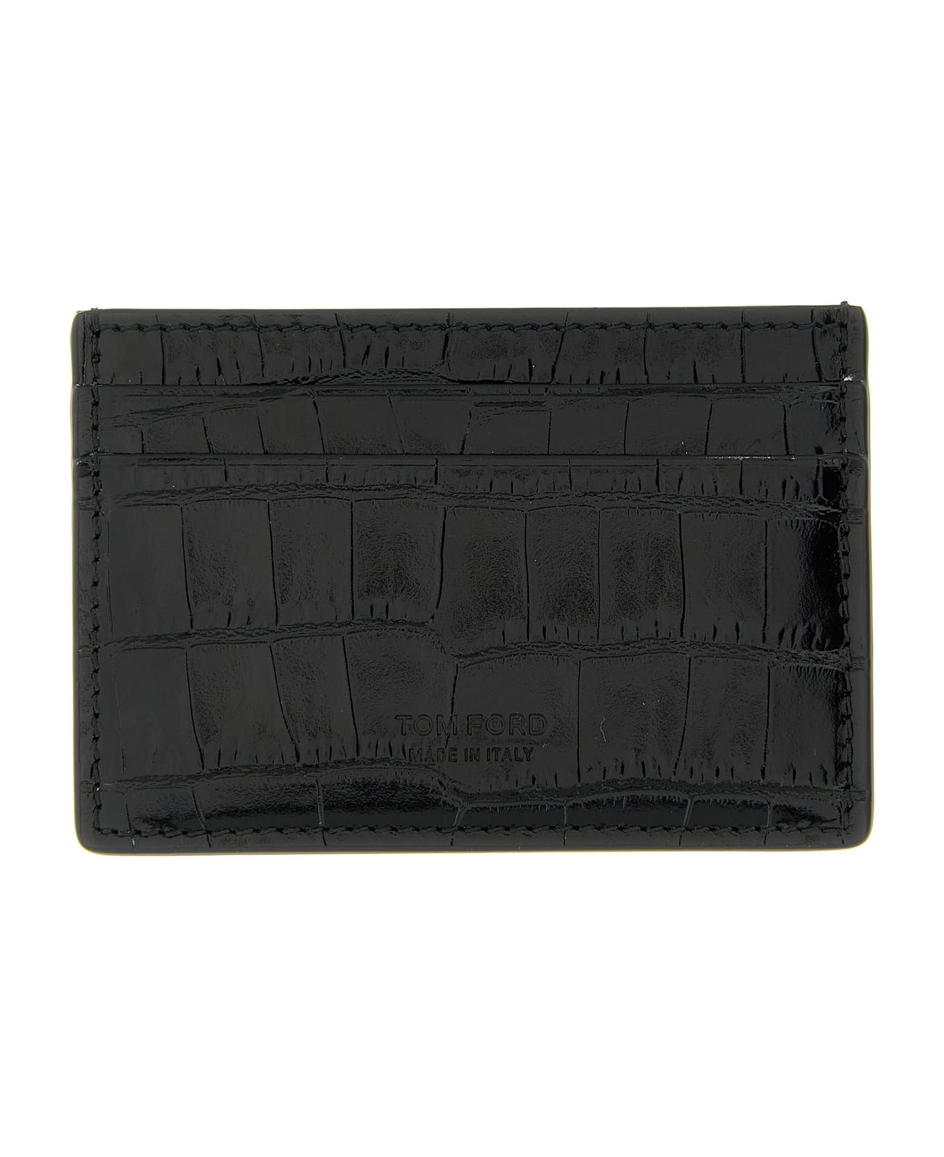 Tom Ford Crocodile Card Holder - Black  