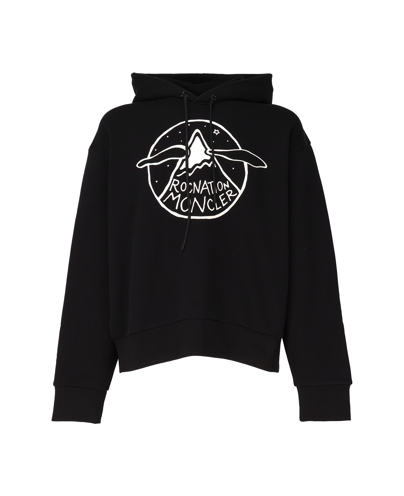 Moncler Genius Logoed Hooded And Zippered Sweatshirt - Black フリース