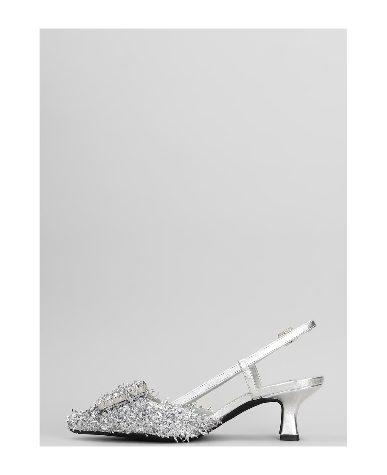 Roberto Festa Stefi Pumps In Silver Leather And Fabric - silver