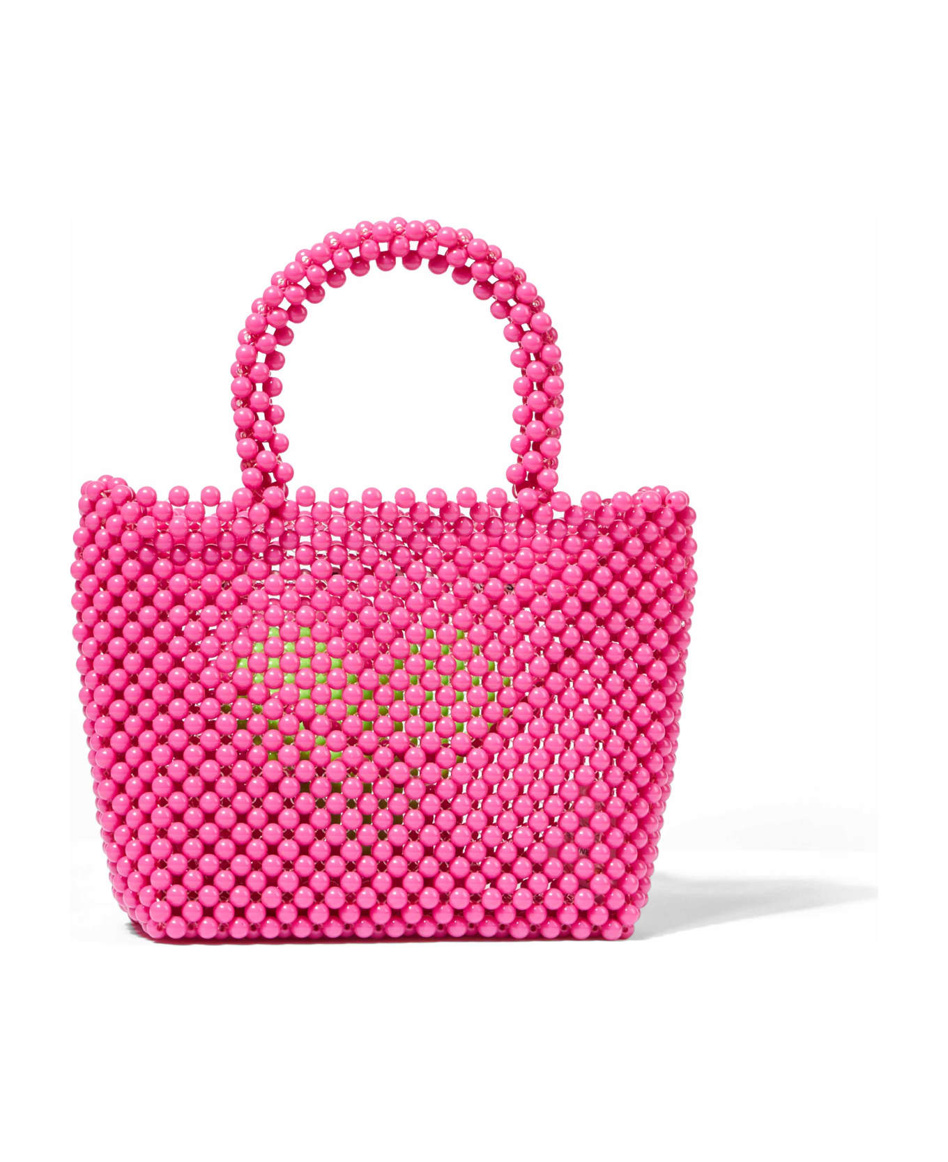 MC2 Saint Barth Beaded Pink Handbag With Green Heart - PINK