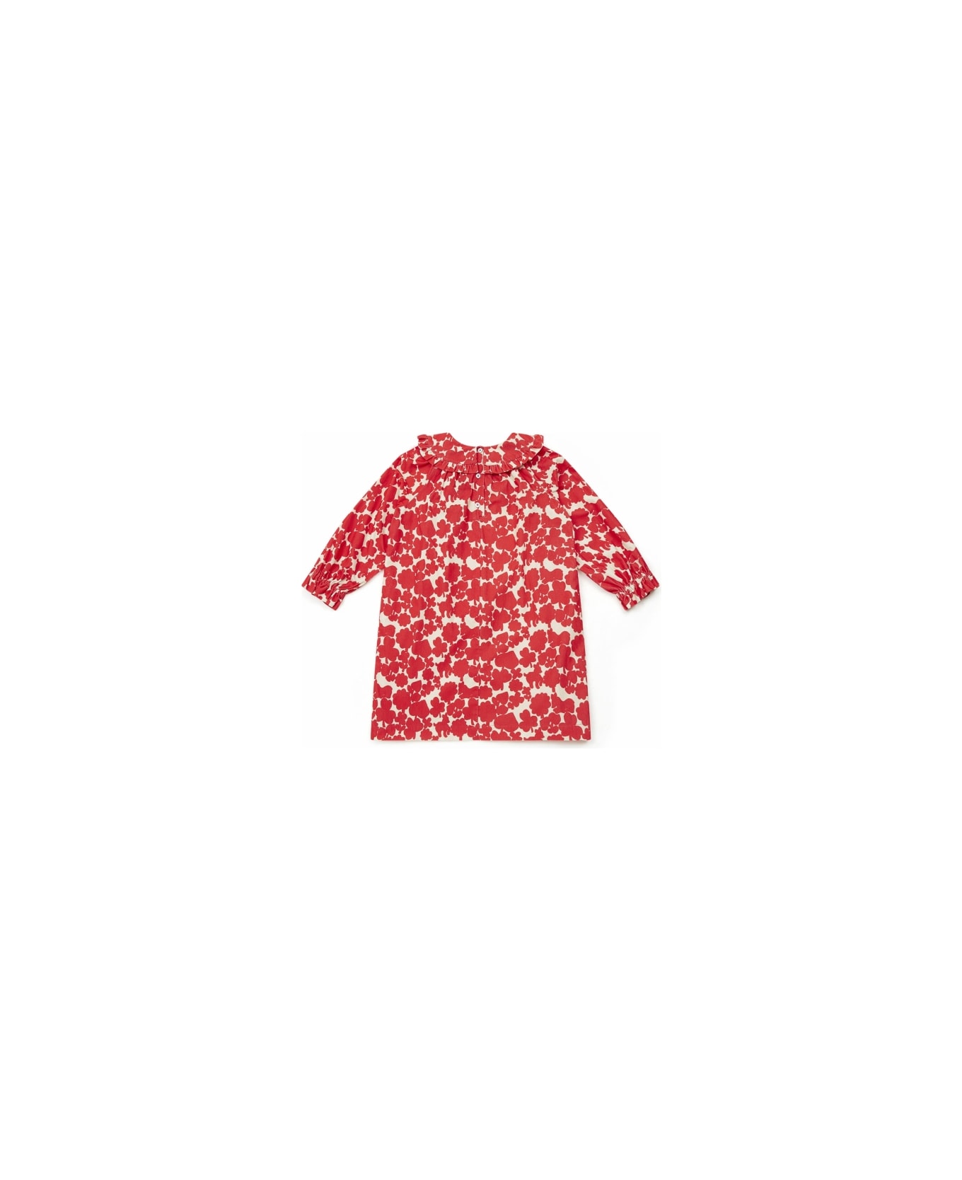 Bonton Cotton Dress With Floral Print - Red
