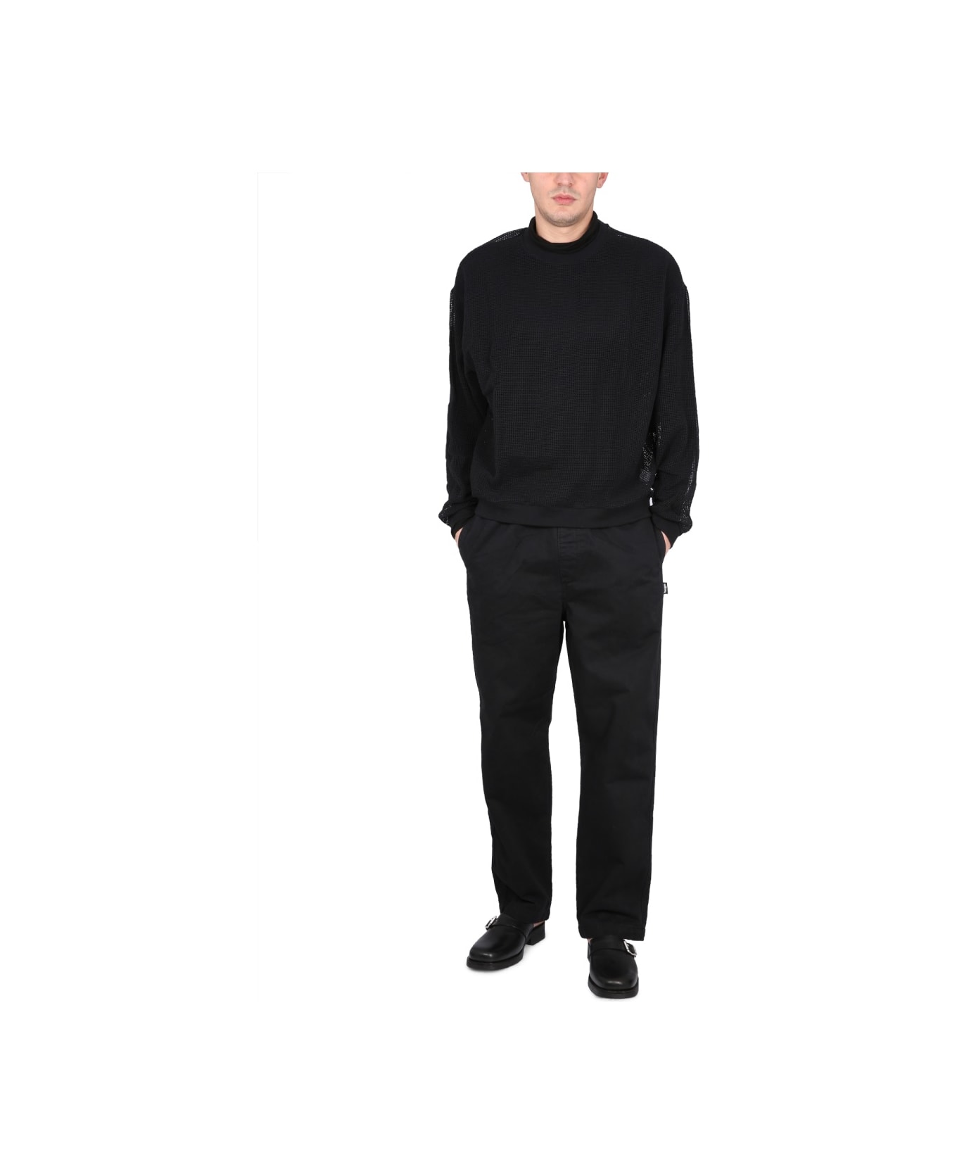 Stussy Mesh Sweatshirt. - BLACK