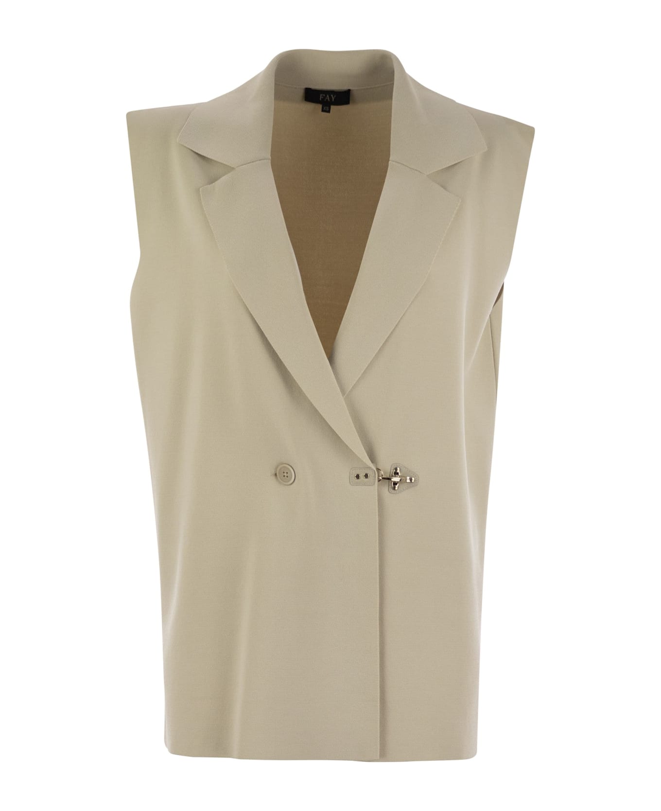 Fay Technical Viscose Knitted Vest - Cream