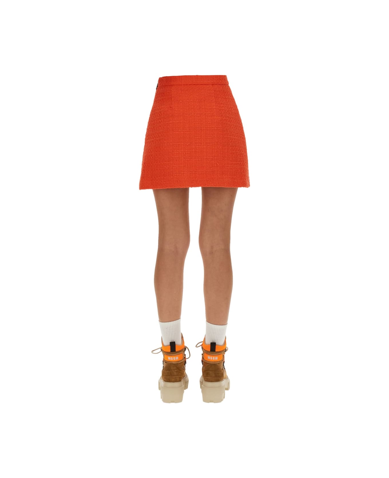 MSGM Tweed Mini Skirt - ORANGE