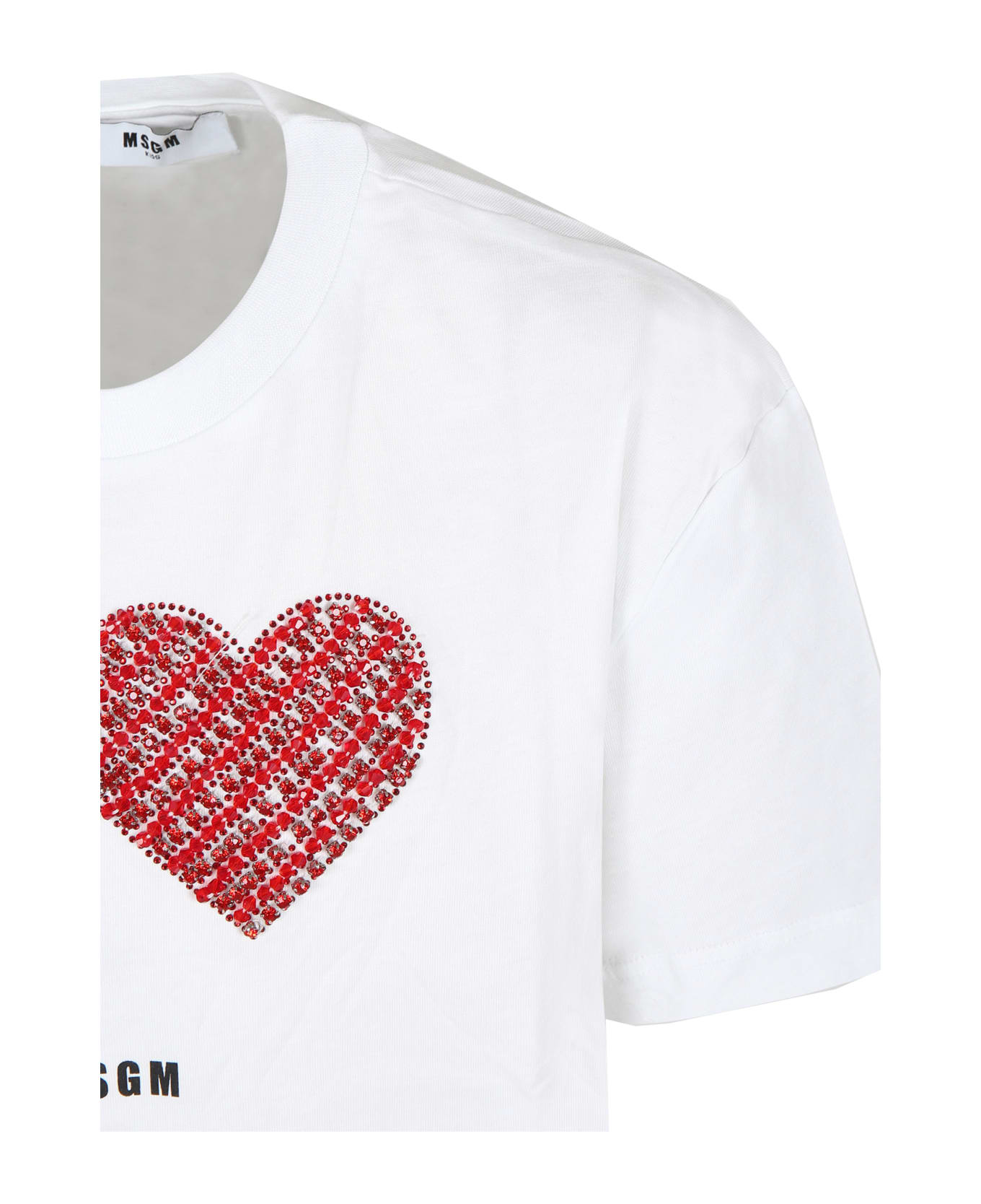 MSGM White T-shirt For Girl With Logo - Bianco