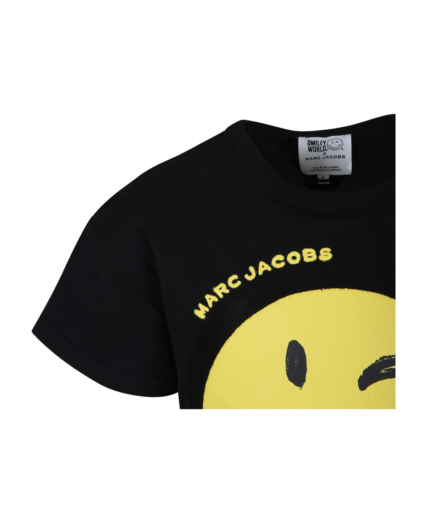 Marc Jacobs Black T-shirt For Girl With Smiley And Logo - Nero