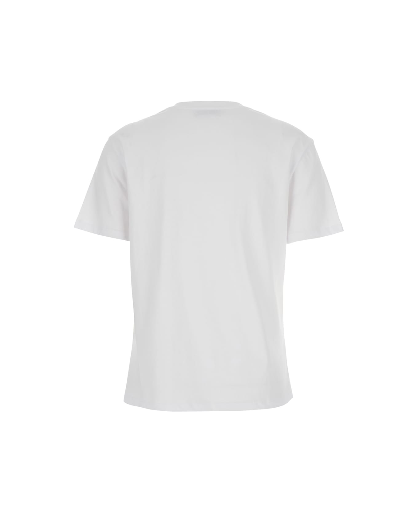 TwinSet White T-shirt With Metallic Logo Plaque On The Front In Cotton Woman - Bianco Ottico