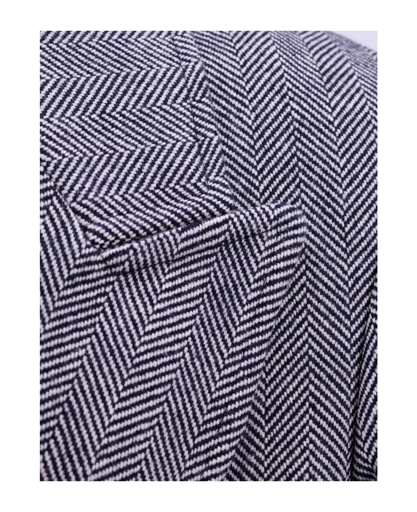 Ami Alexandre Mattiussi Virgin Wool Coat With Herringbone Motif - Blue