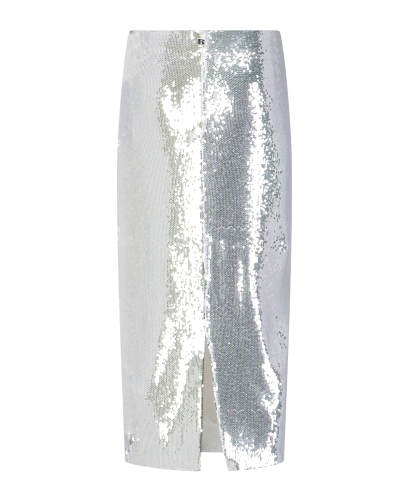 Rotate by Birger Christensen Sequin Midi Skirt - Silver