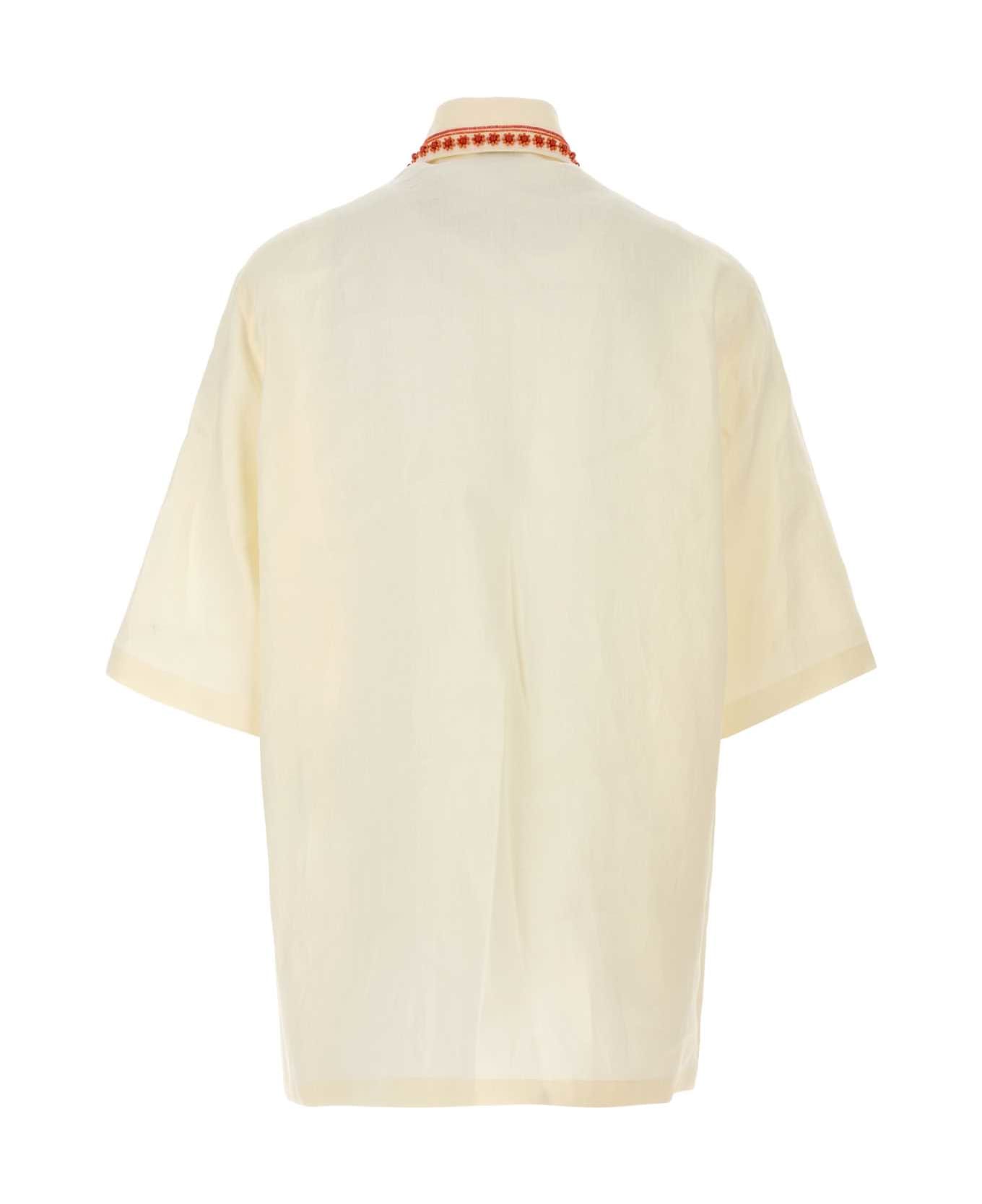 Fendi Ivory Linen Shirt - NUVOLA CORALLO