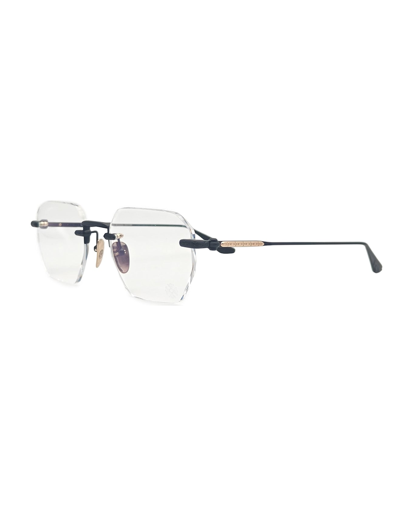 Chrome Hearts Hole Shot - Matte Black / 18k Gold Rx Glasses - Black/gold