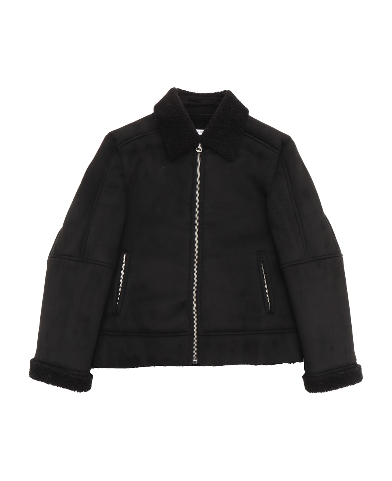 Paolo Pecora Boy Eco Shearling Coat - BLACK