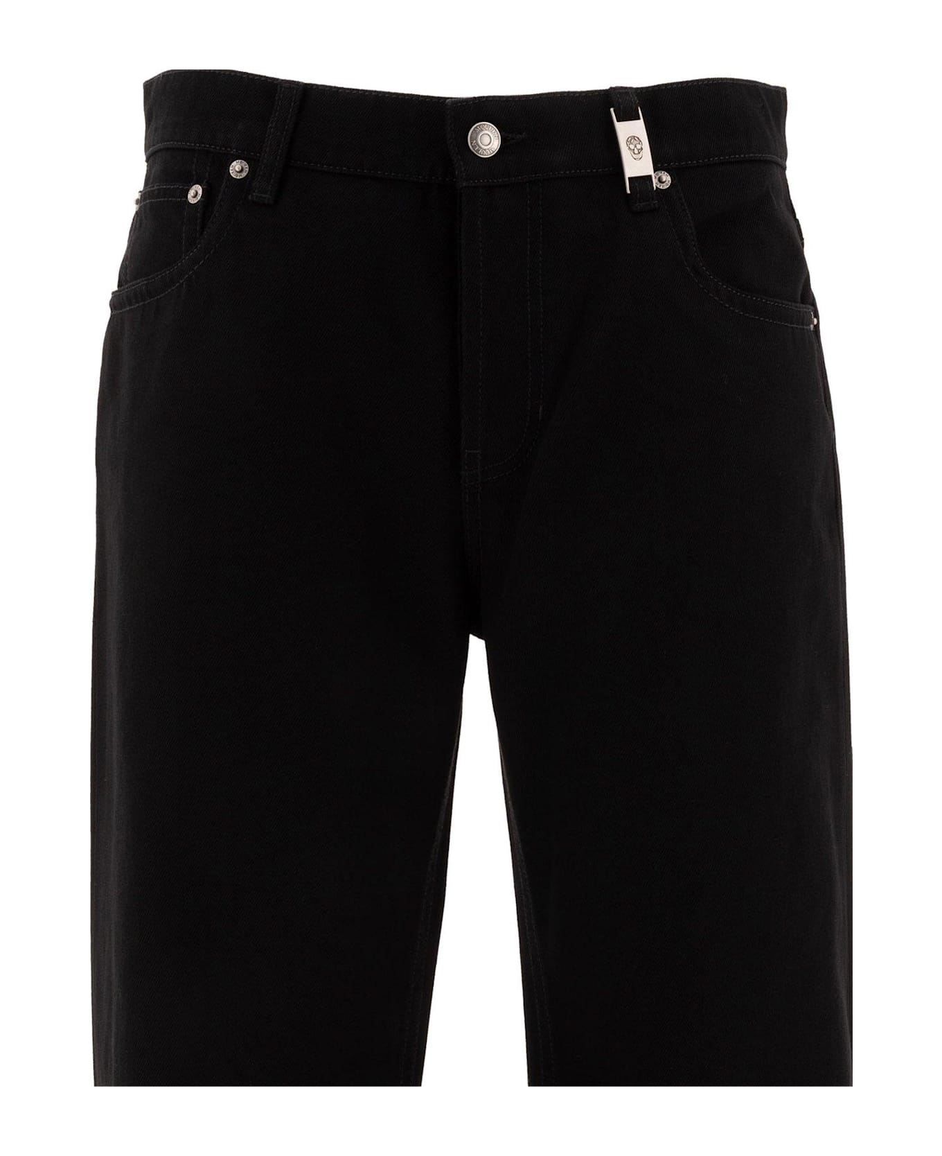 Alexander McQueen Wide-leg Logo Patch Jeans - Black