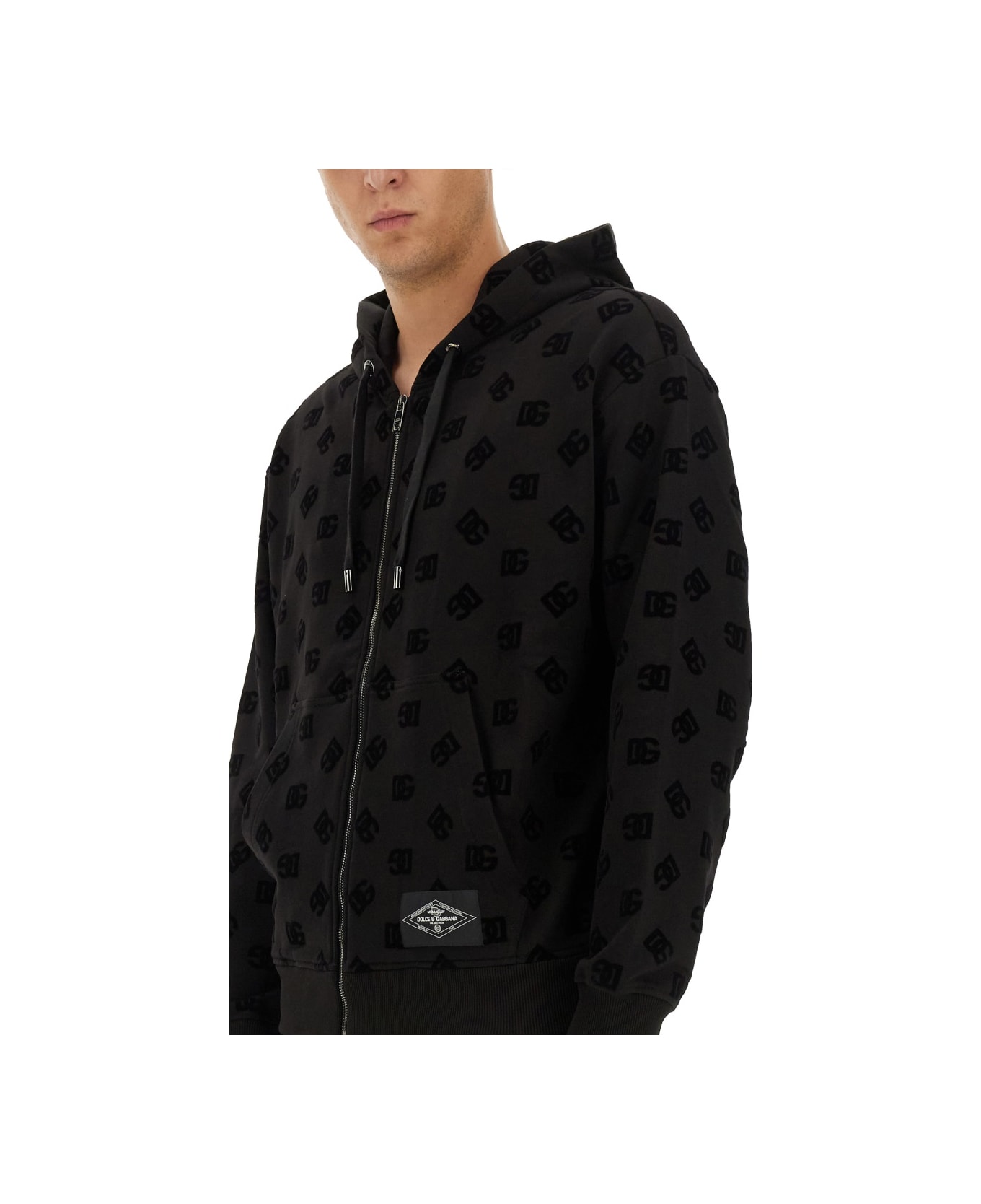 Dolce 
Gabbana Sweatshirt With Allover Logo - BLACK