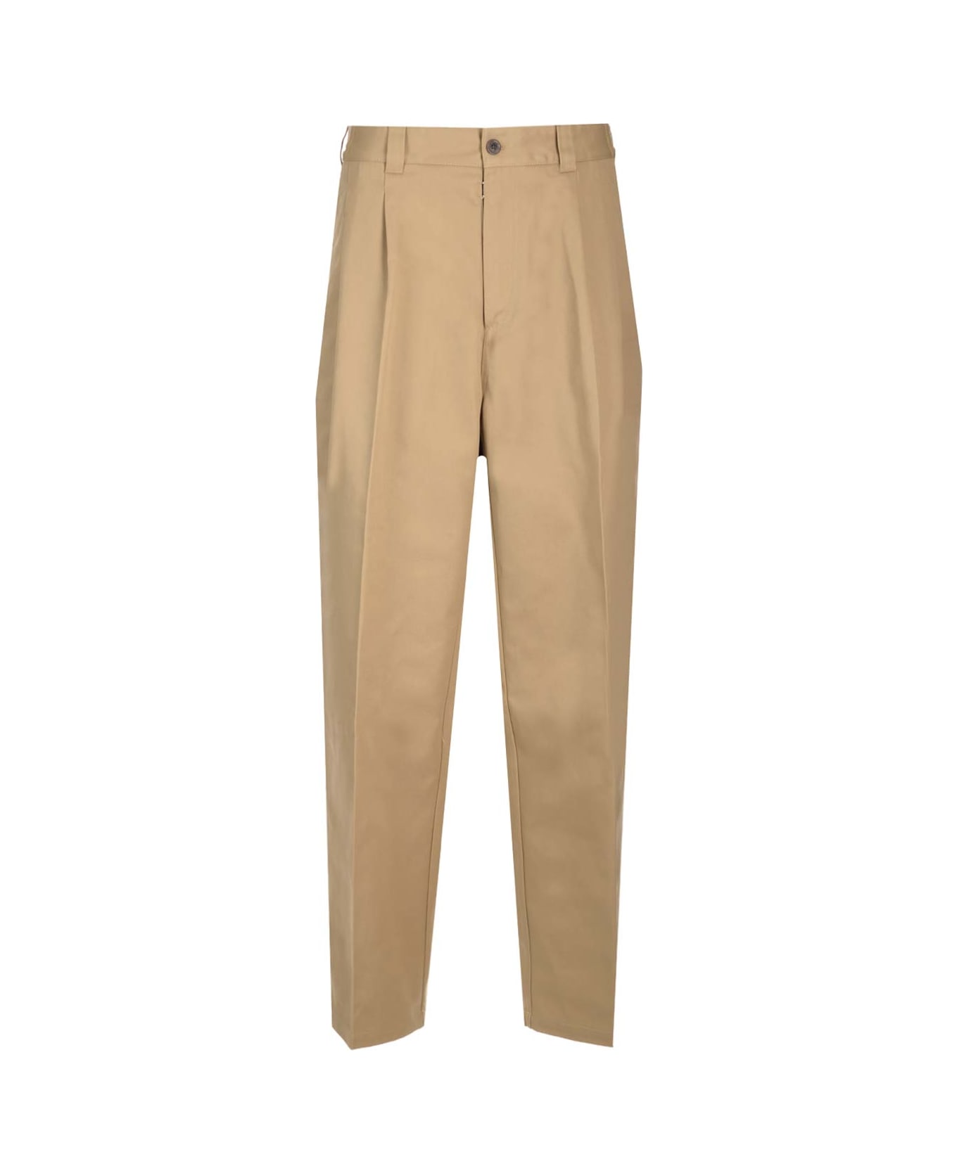 Maison Margiela Trousers With Checked Wool Insert - Beige