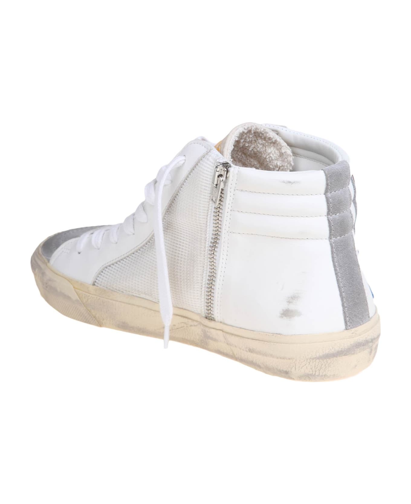 Golden Goose Slide Sneakers - White/Grey/Bluette/Brown