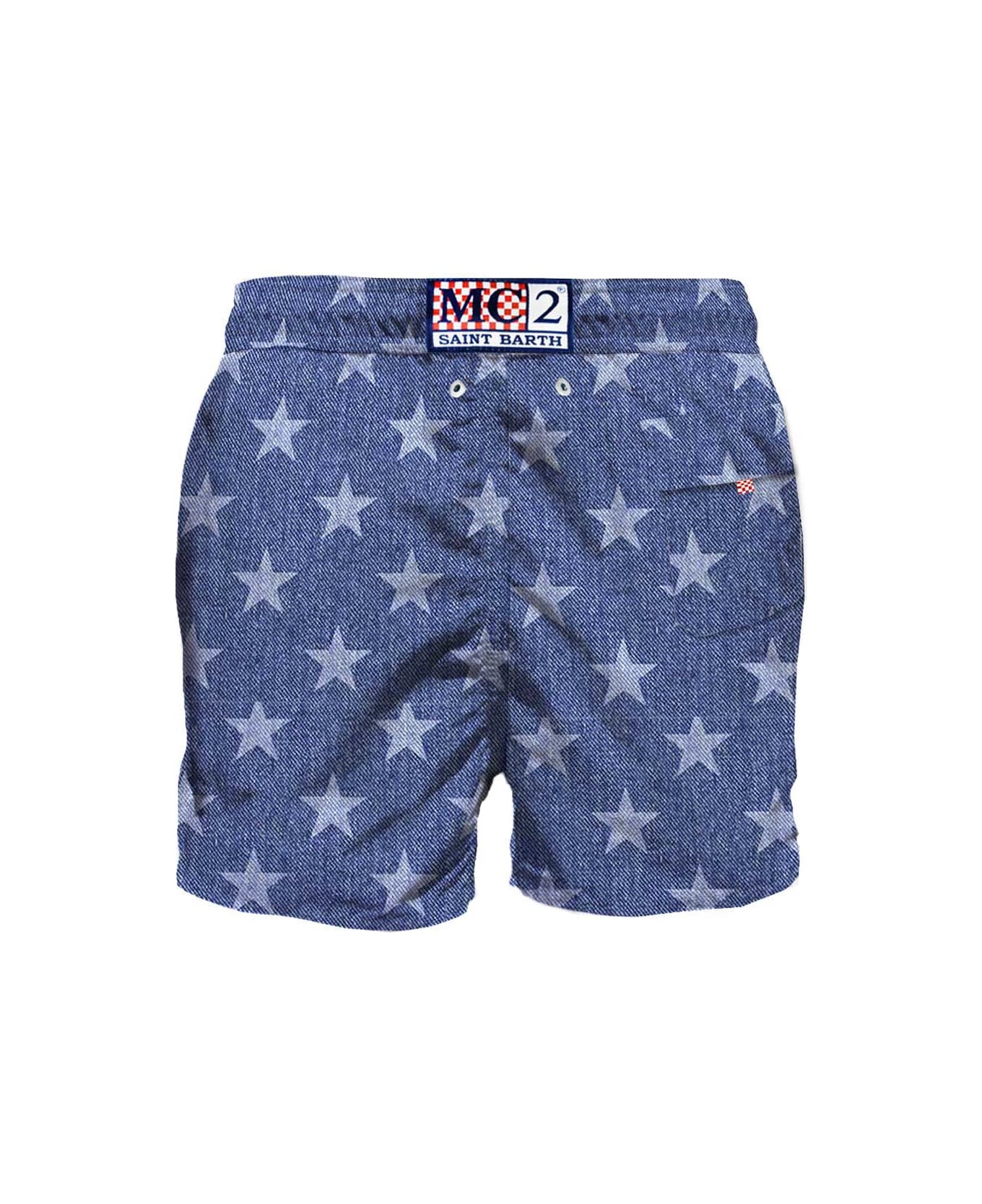MC2 Saint Barth Blue Stars Mid-length Swim Shorts - BLUE スイムトランクス