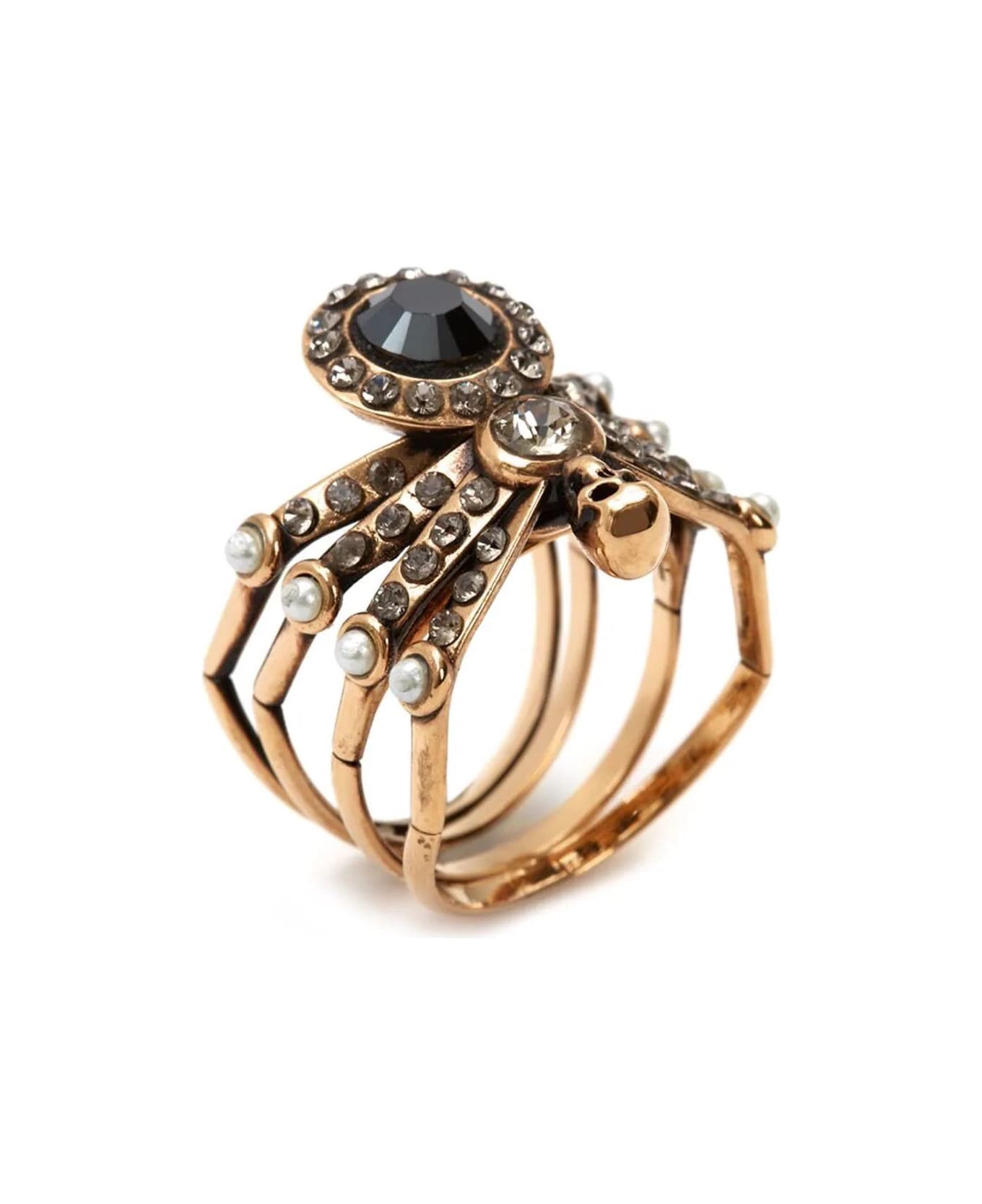 Alexander McQueen Spider Ring In Antique Gold - Oro