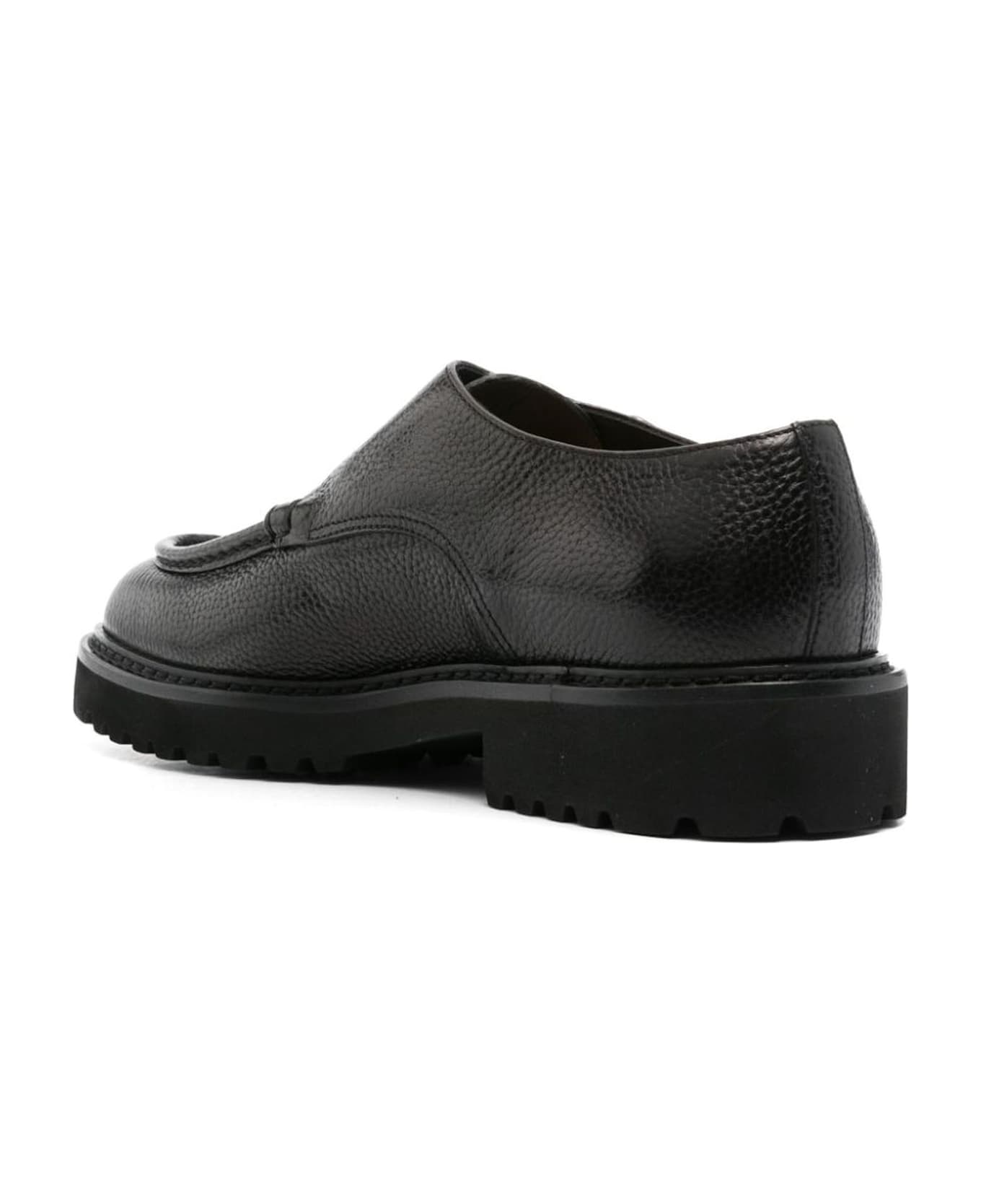 Doucal's Black Calf Leather Monk Shoes - Black