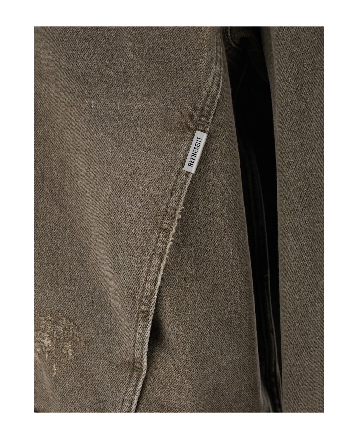 REPRESENT Denim Jacket With Distressed Effect - WASHED OLIVE