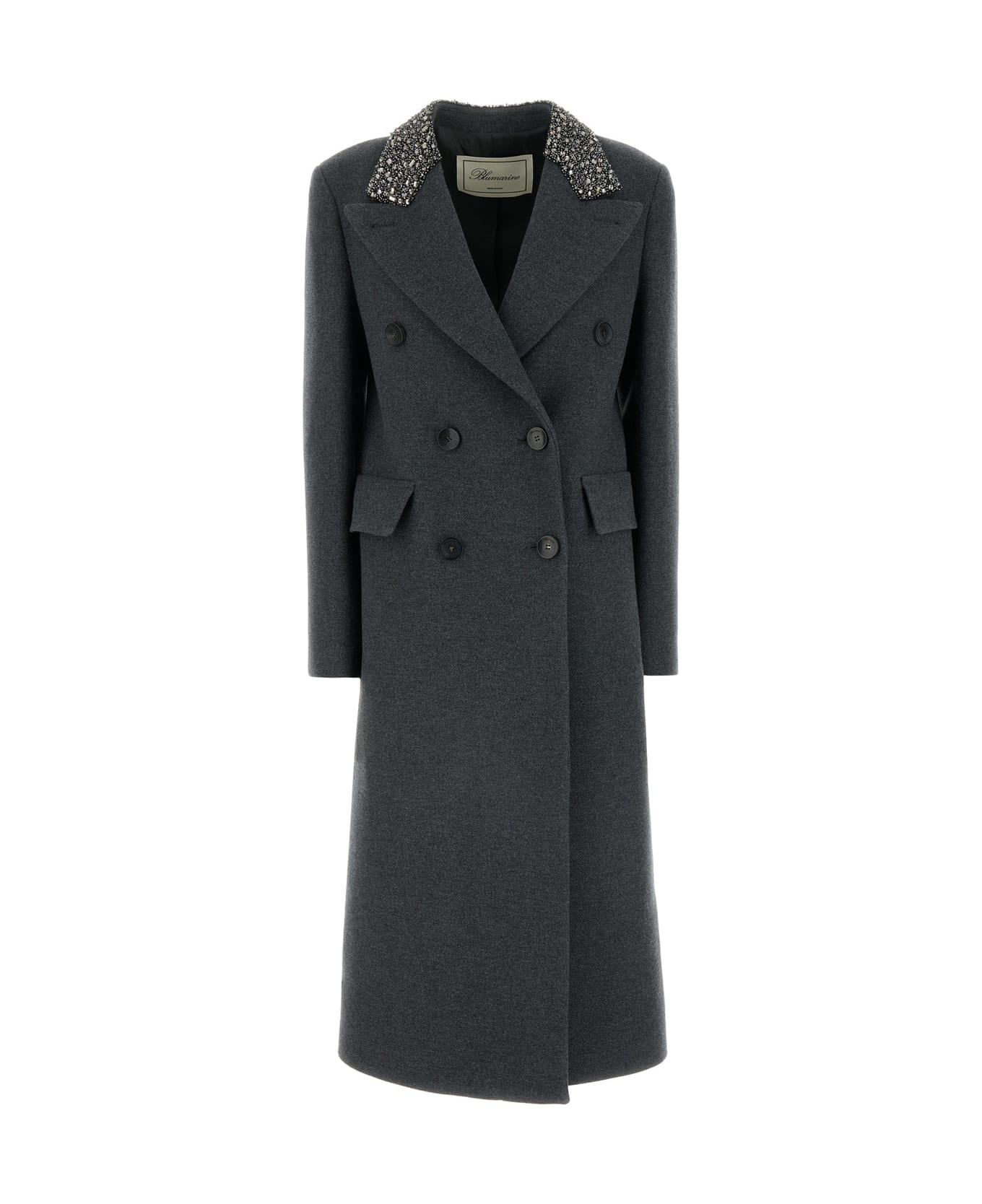 Blumarine Dark Grey Wool Coat - DARKSHADOWGREY
