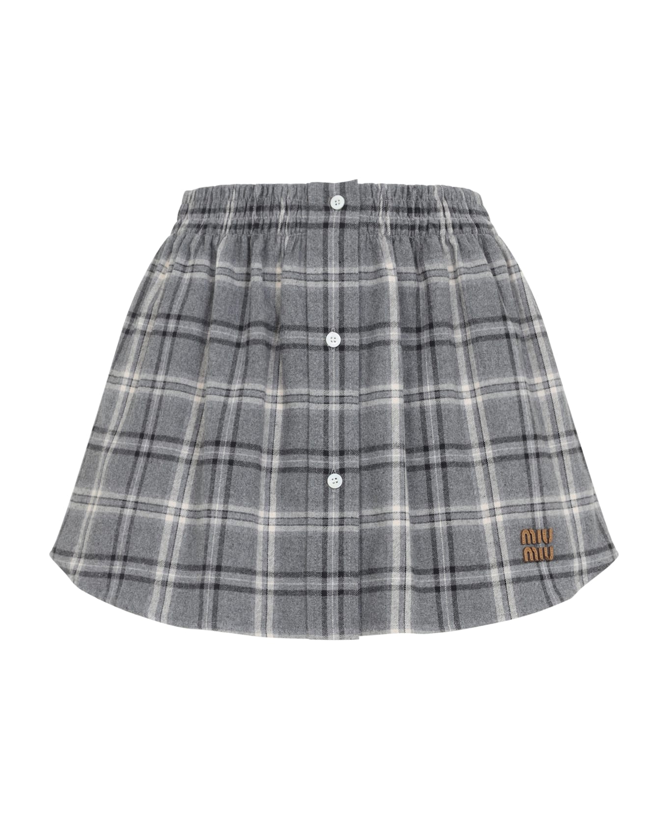 Miu Miu Cotton Midi Skirt - Ardesia