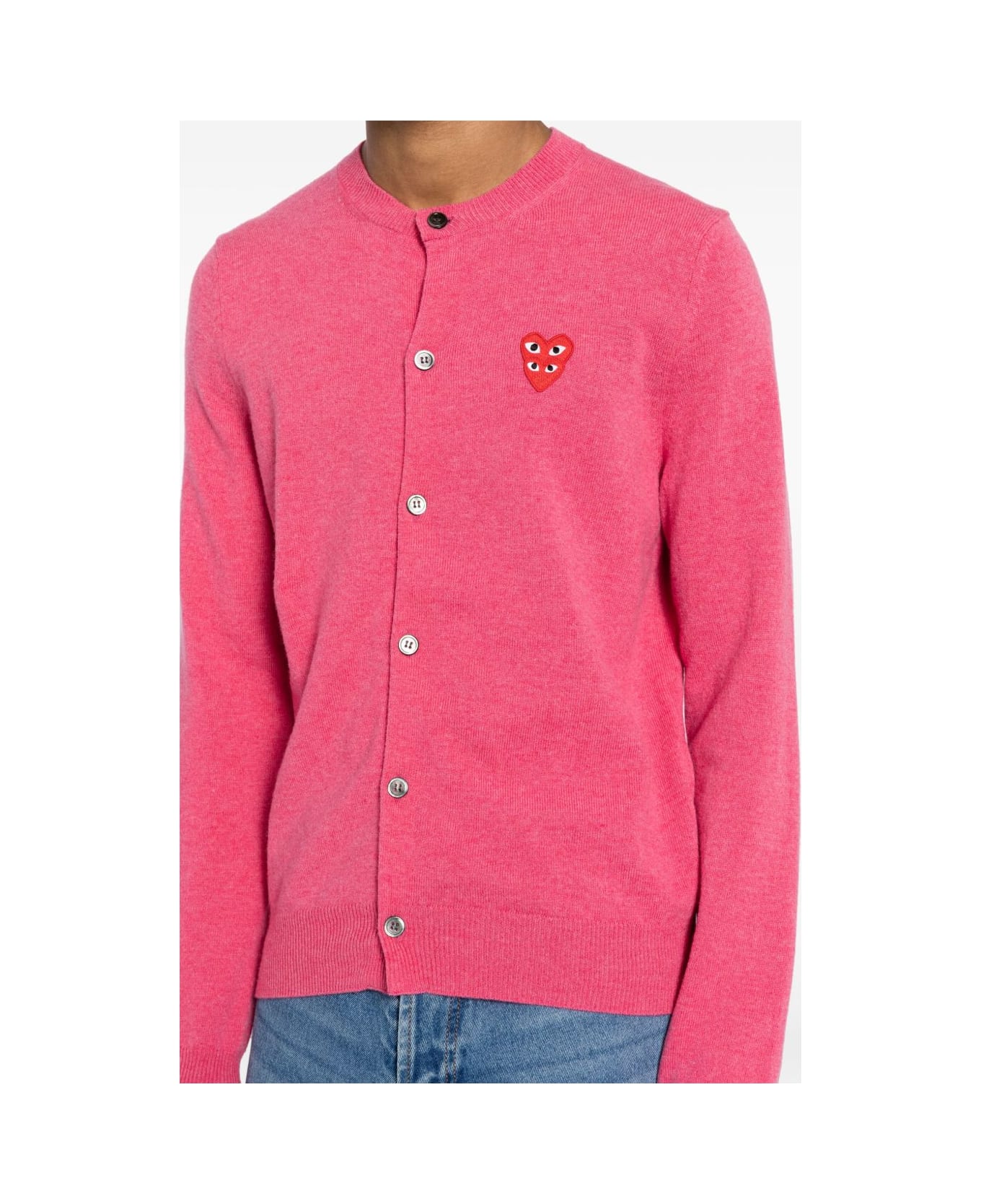 Comme des Garçons Play Wool Cardigan With Heart - Fuchsia