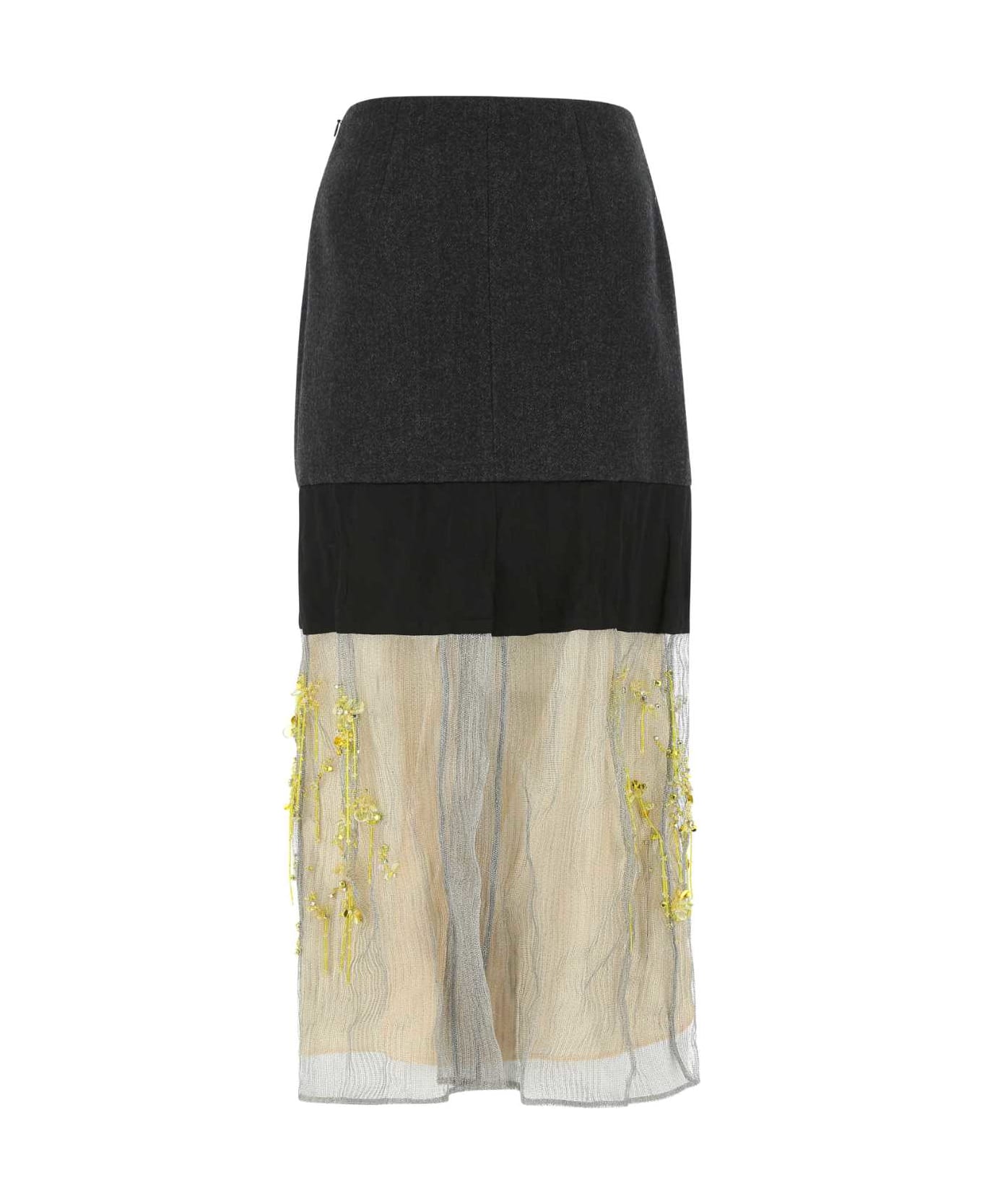 Prada Multicolor Wool And Mesh Skirt - F0Y06