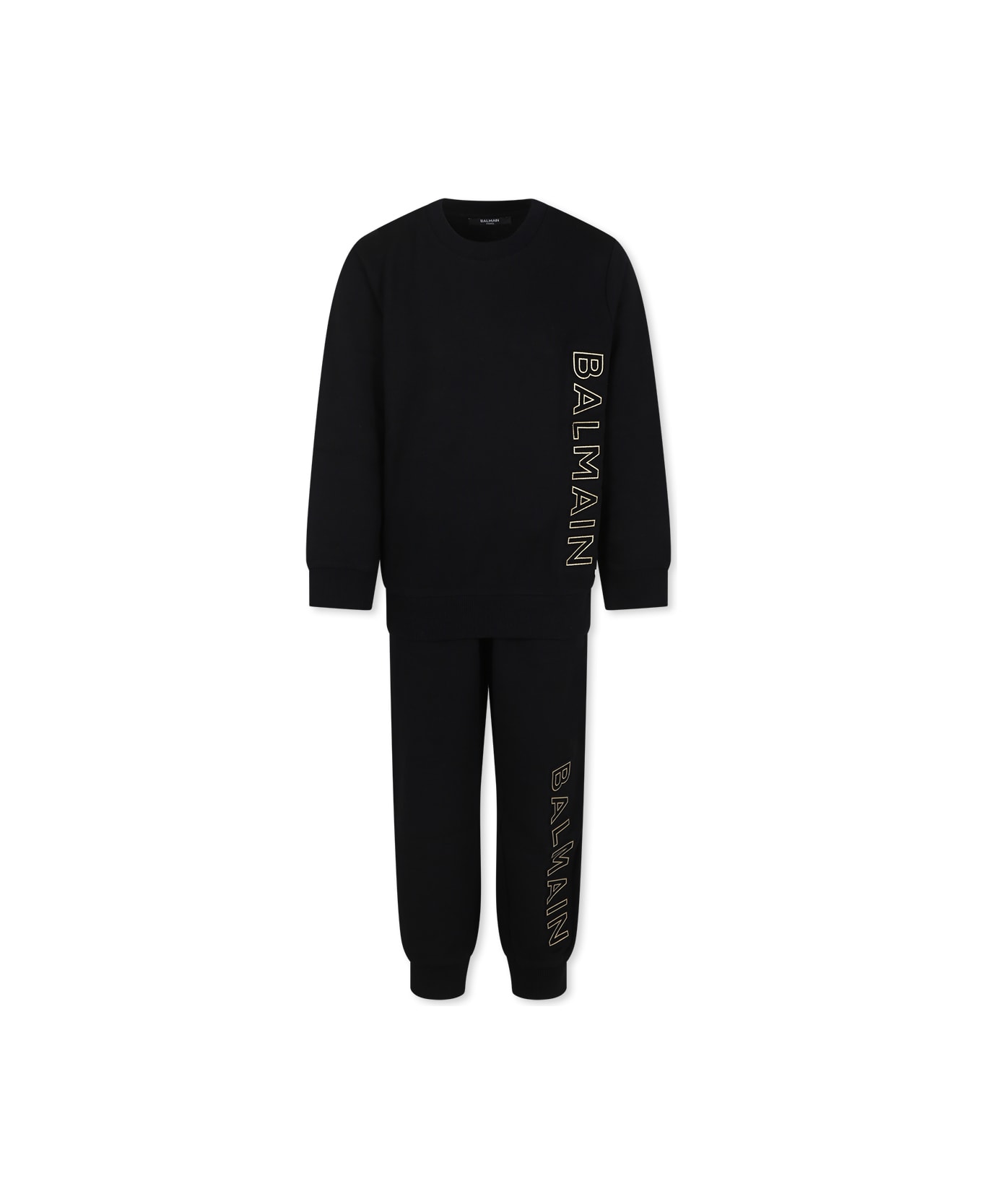 Balmain Black Suit For Kids With Logo - Black