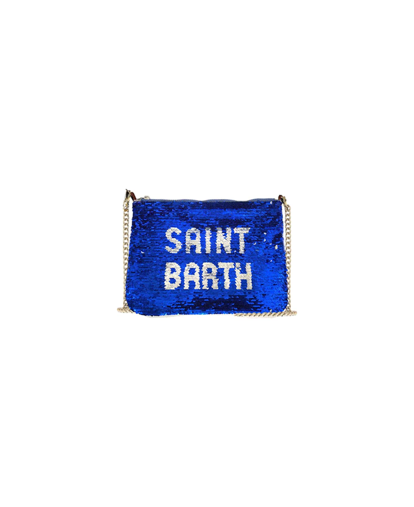 MC2 Saint Barth Parisienne Bluette Sequined Pochette With Shoulder Strap - BLUE