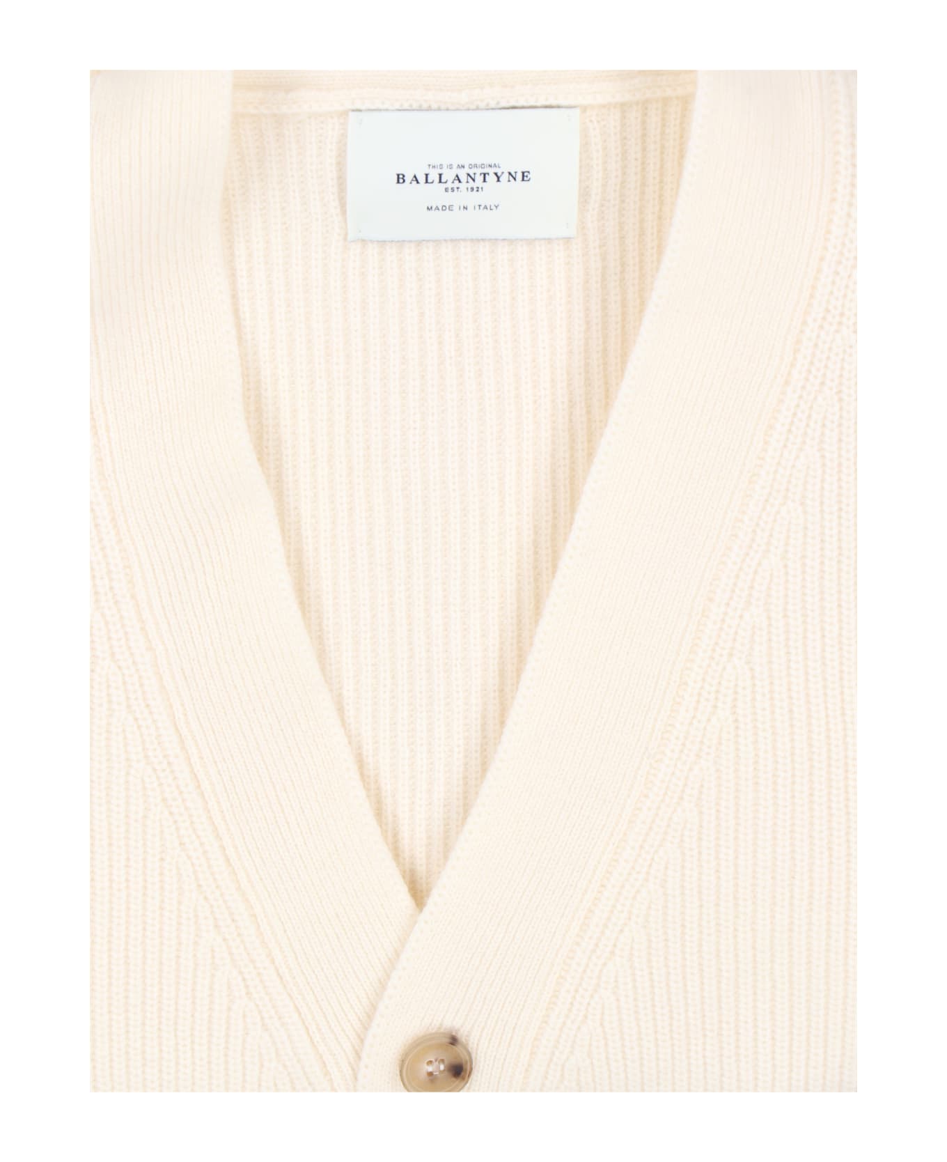 Ballantyne Ribbed Cardigan - White