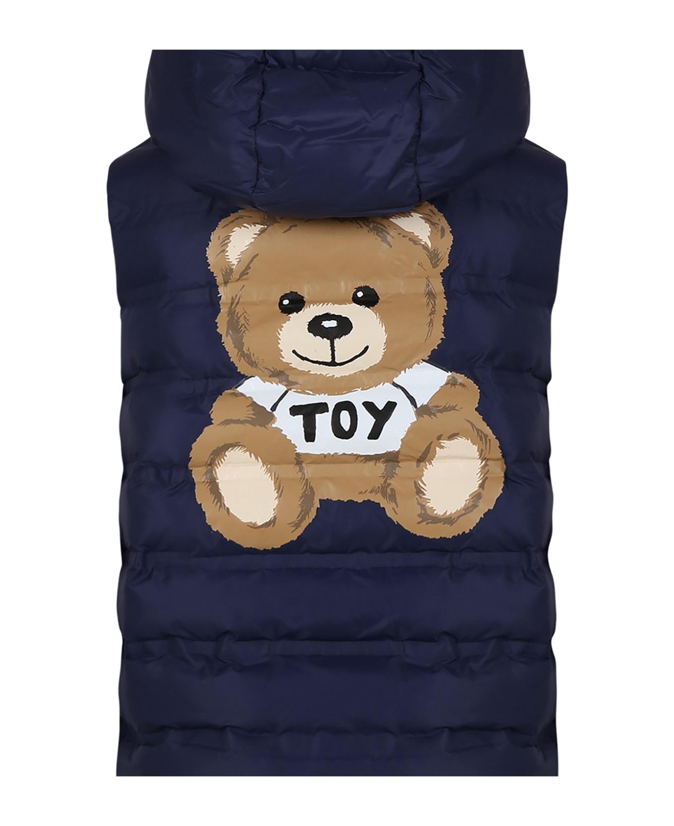 Moschino Bleu Vest For Boy With Teddy Bear And Logo - Blue