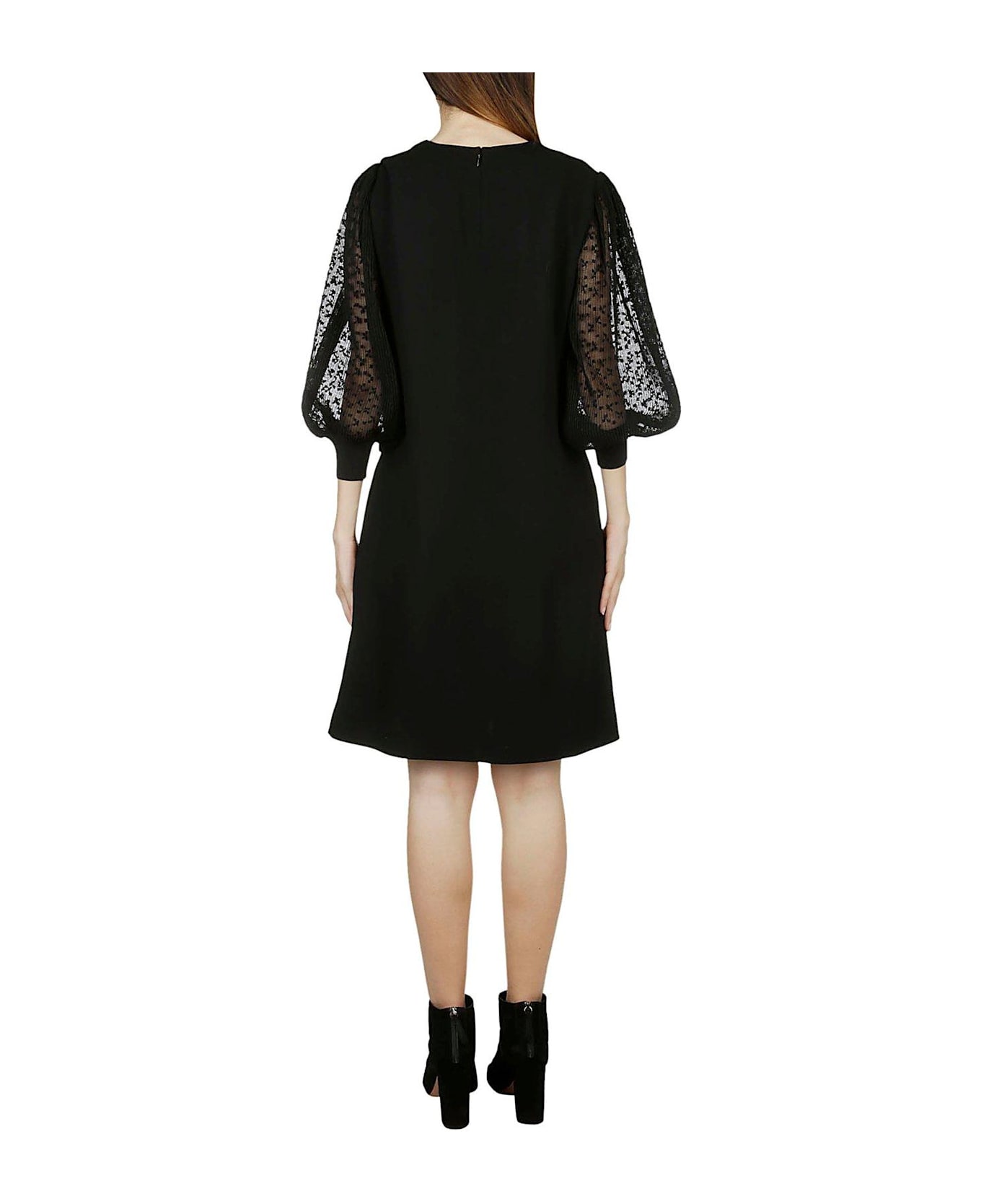 Givenchy Lace Sleeves Shift Dress - BLACK