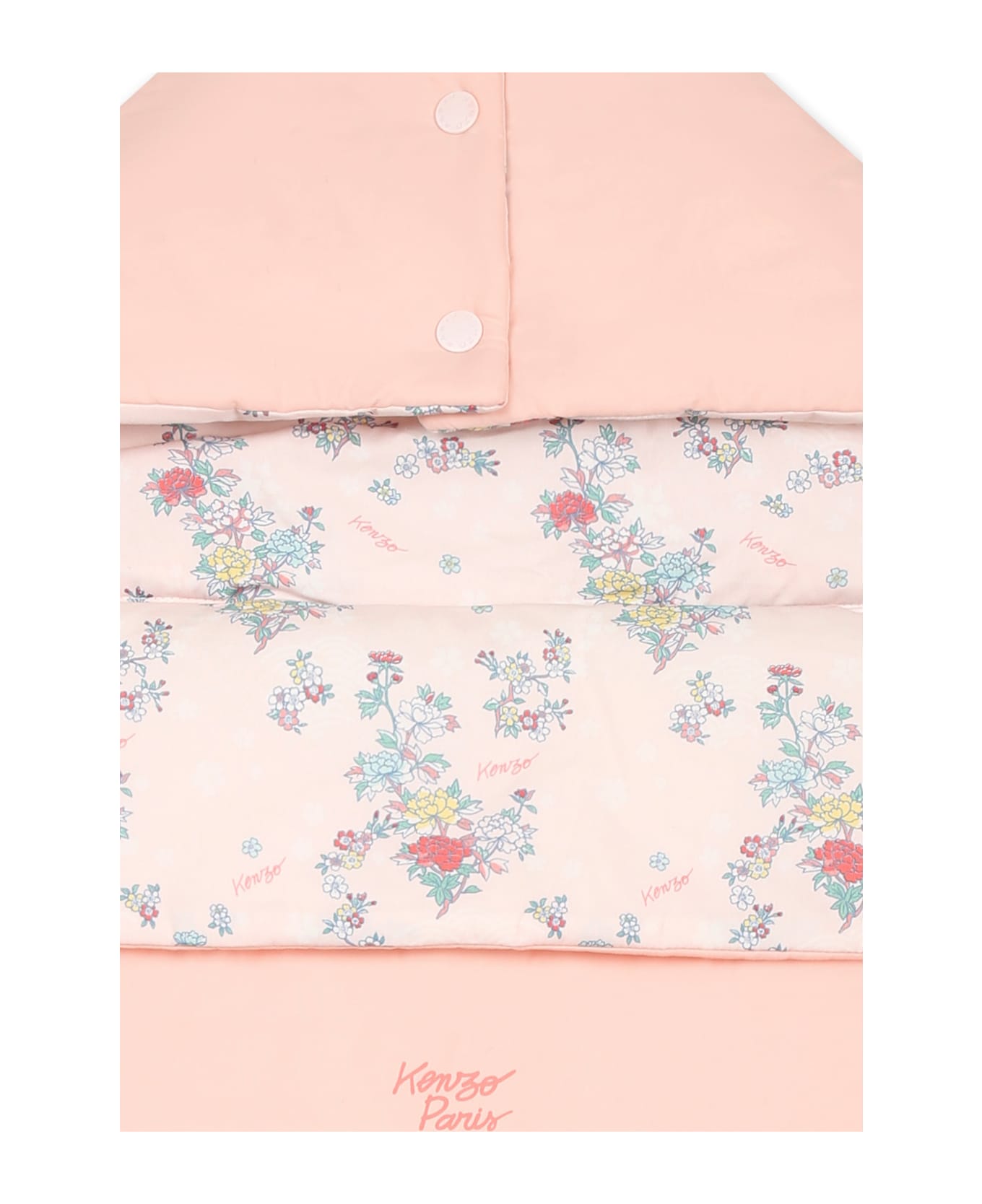 Kenzo Kids Pink Reversible Sleeping Bag For Baby Girl With Floral Print - Pink