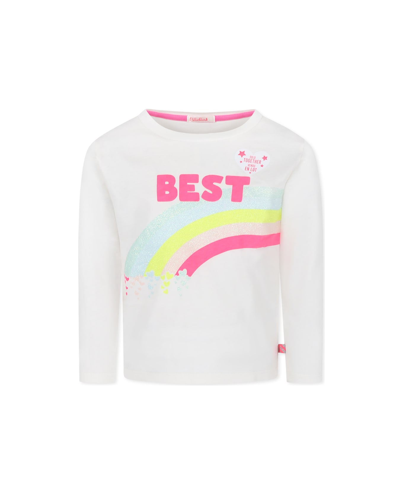 Billieblush Ivory T-shirt Set For Girl With Raibow - Ivory