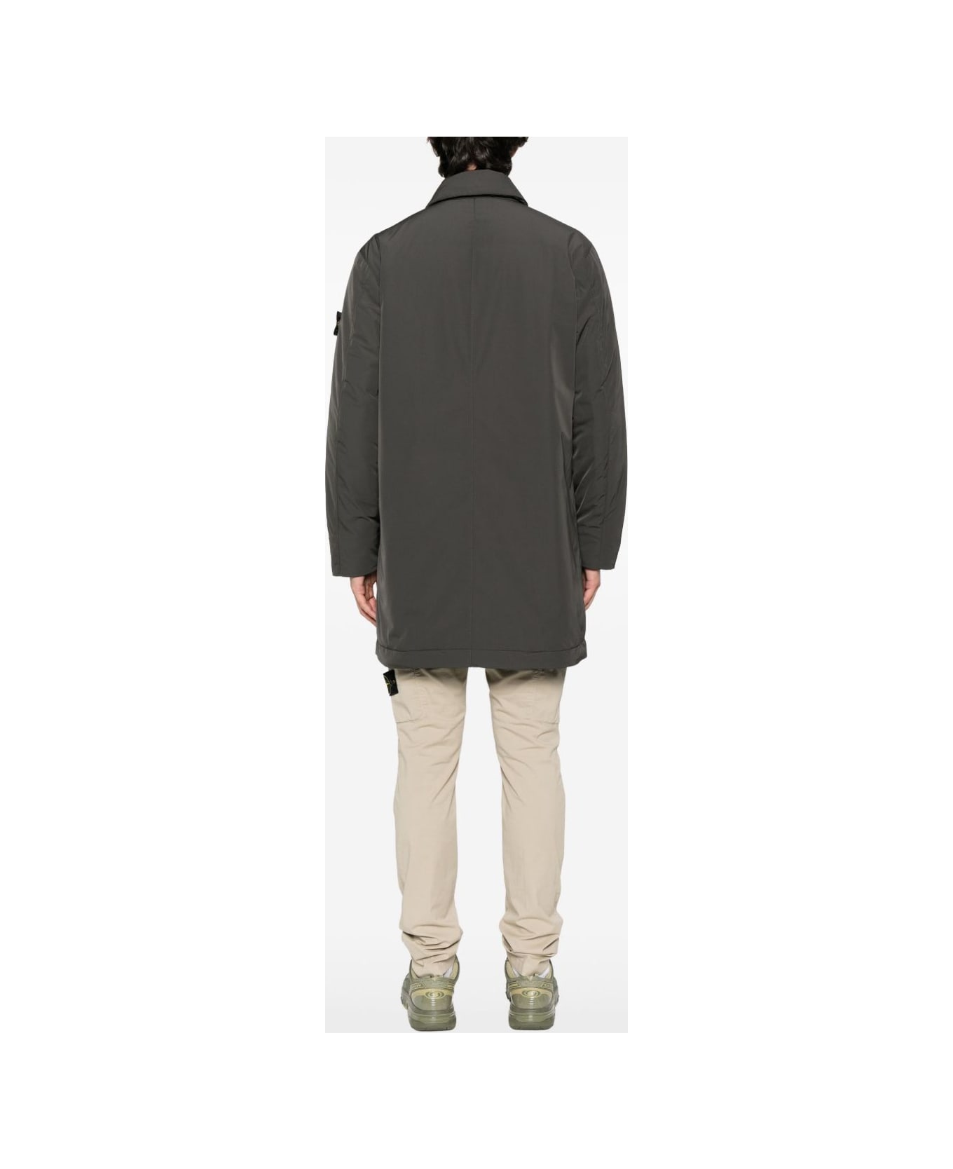 Stone Island Coat With Buttons - Green