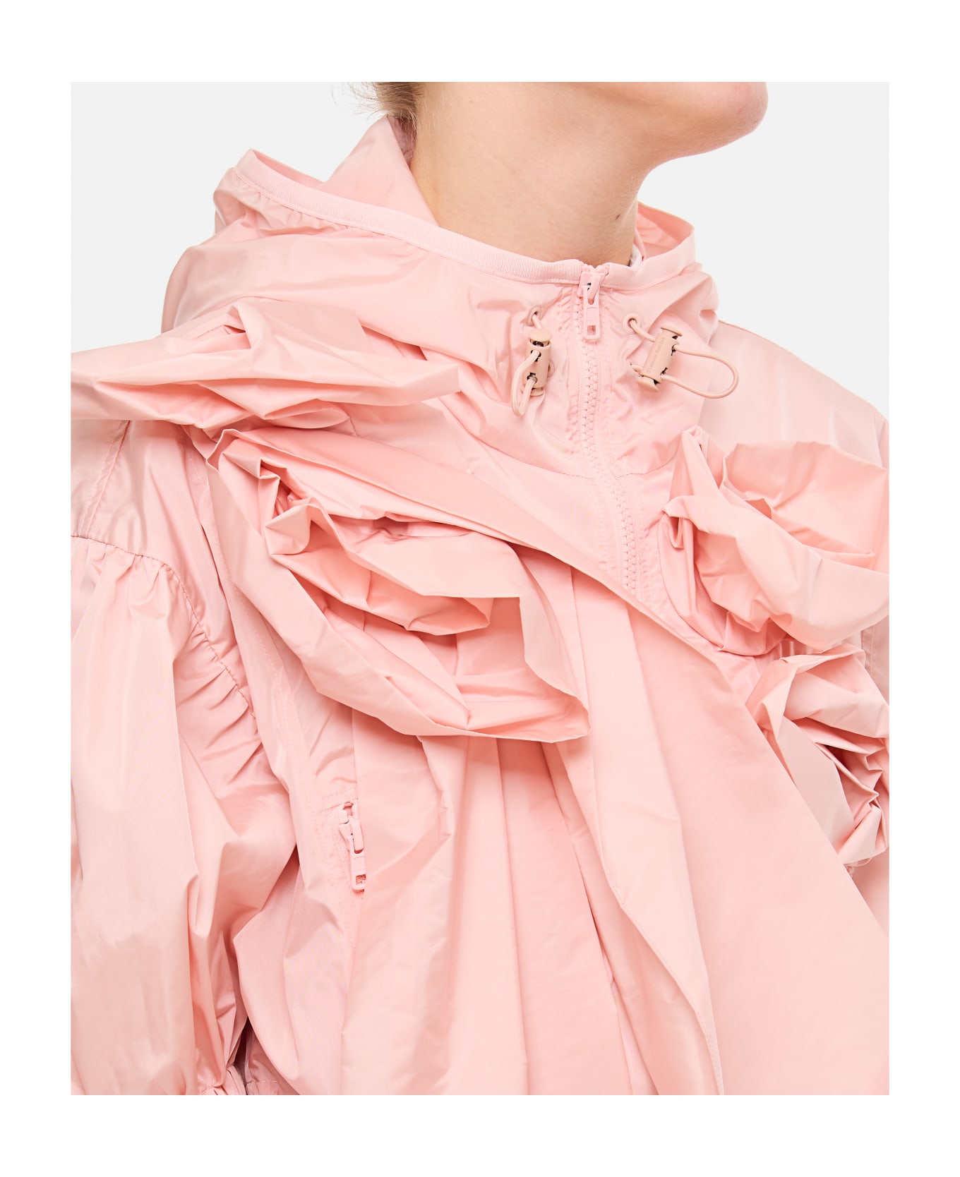 Simone Rocha Cropped Puff Sleeve Jacket W/ Turbo Pressed Roses - PINK